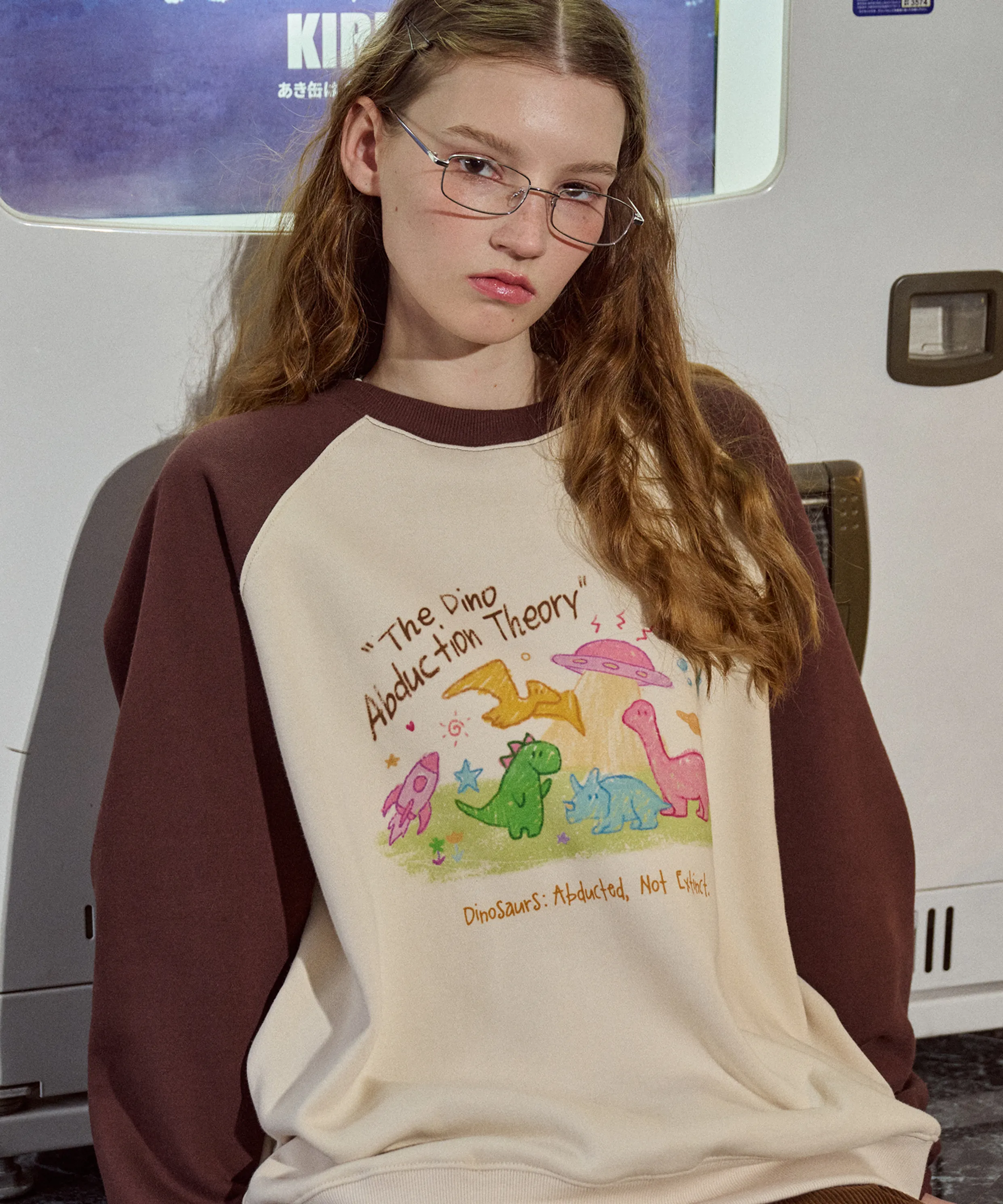 Dino Raglan Sweatshirt Brown