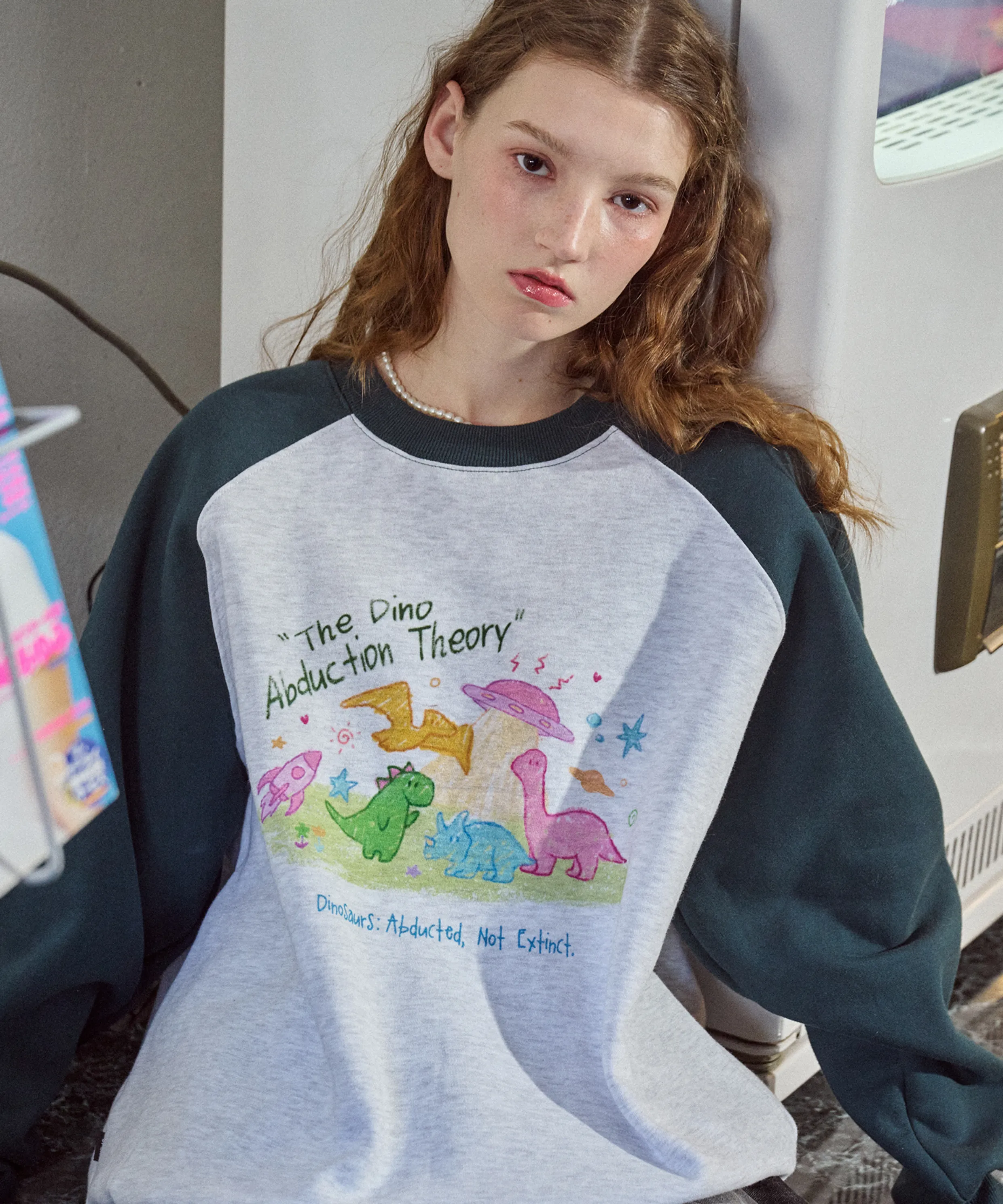Dino Raglan Sweatshirt Dark Green