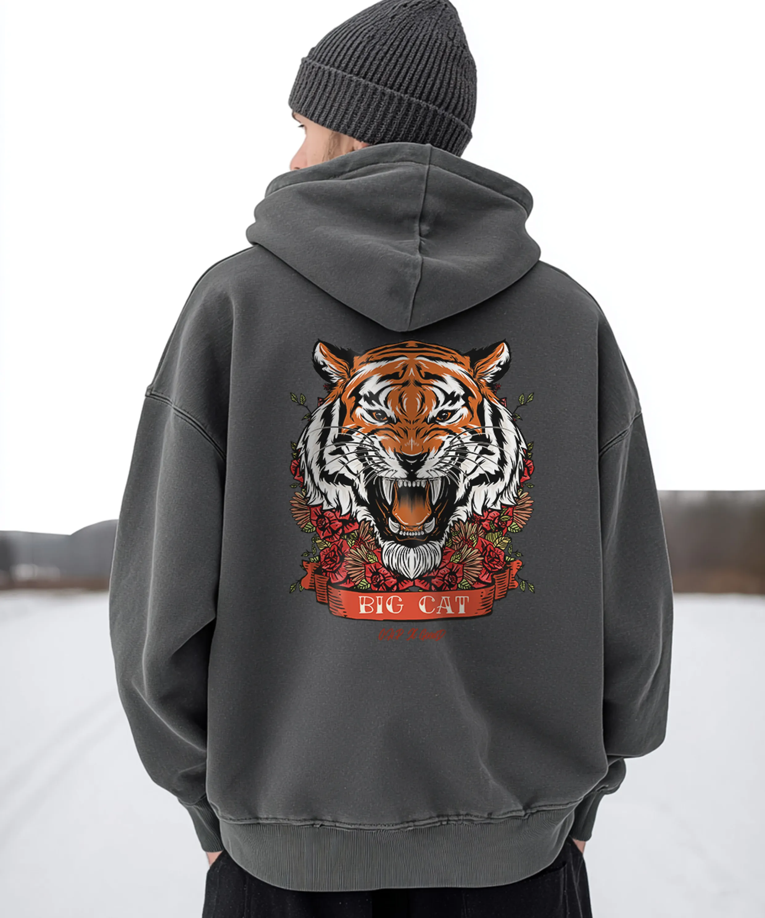 OHPxGOODD4 Big Cat Fleece Hoodie Zip-Up