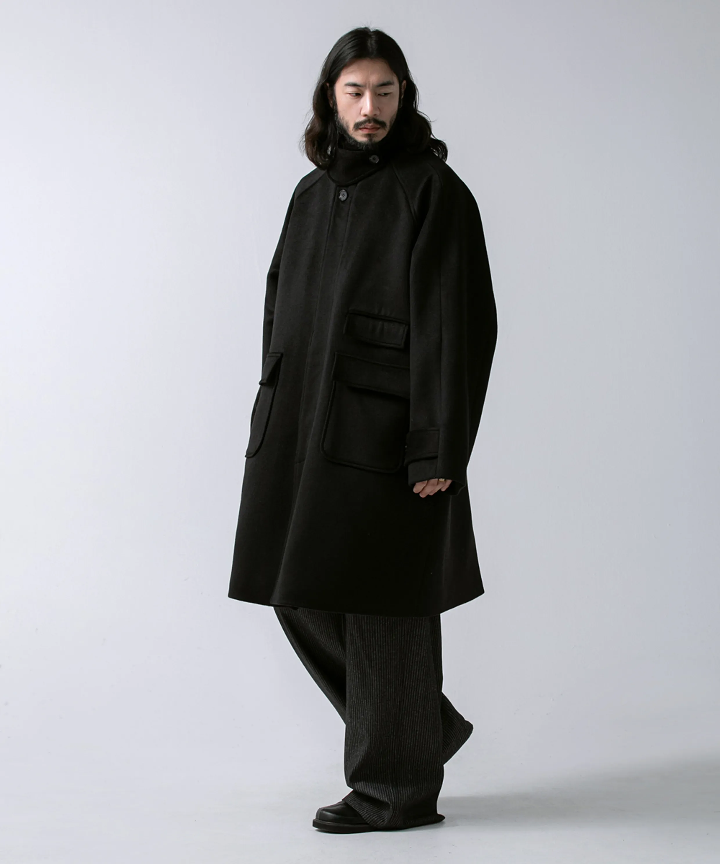 Hybrid Wool Quilted Balmacaan Coat