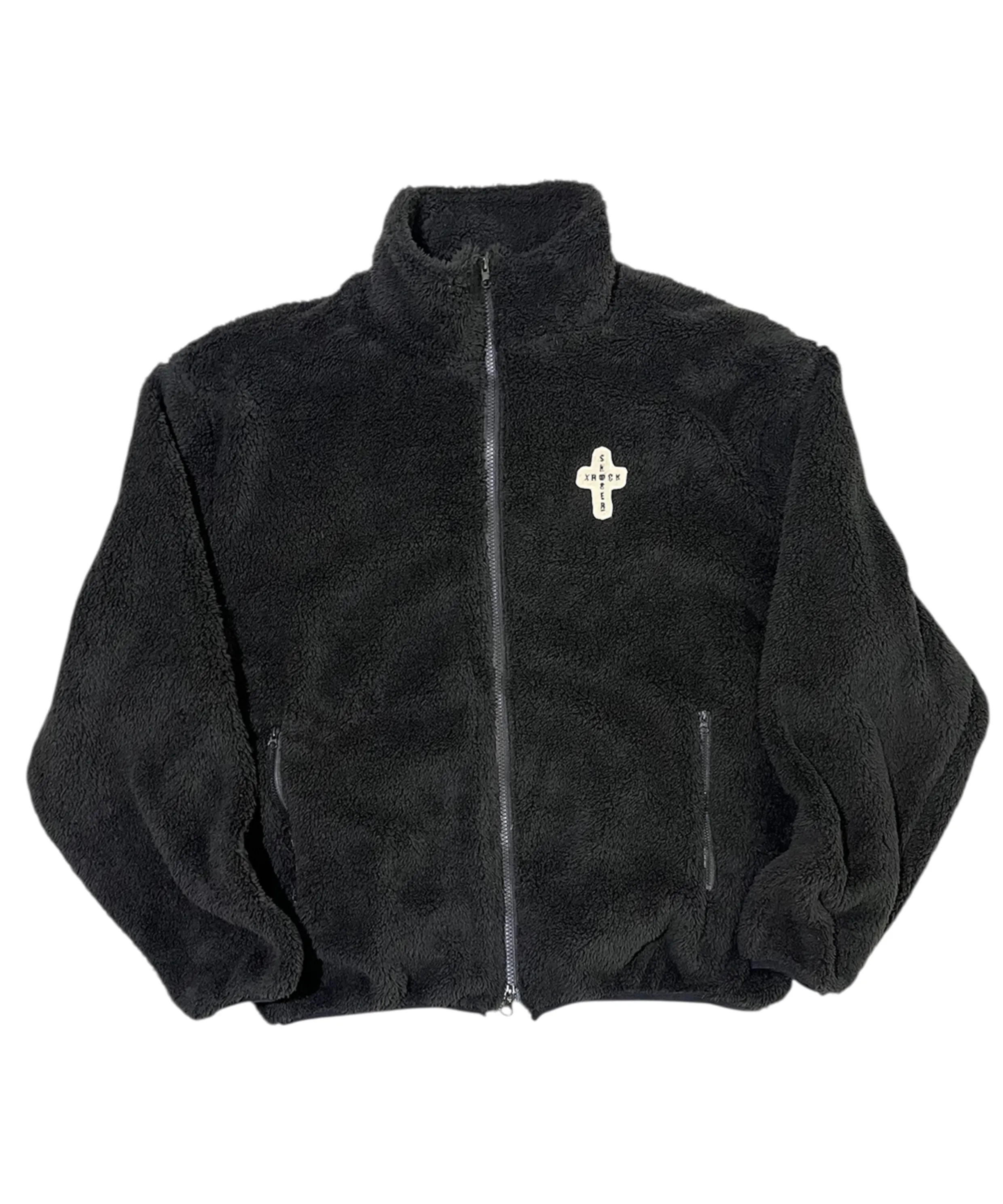Cross Logo Fleece Zip-Up Jacket ((black))