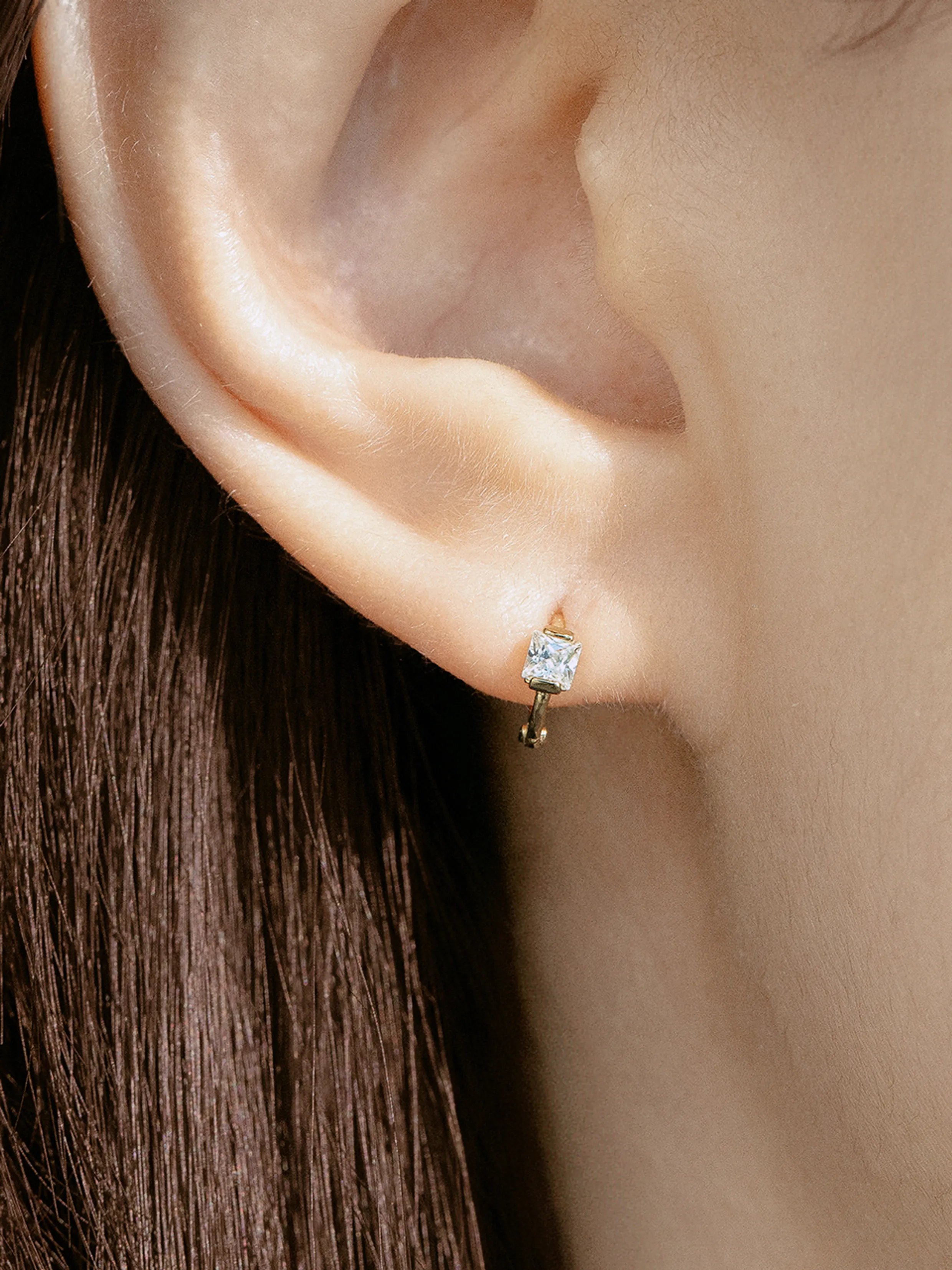 [14K gold] Cubic Square earring
