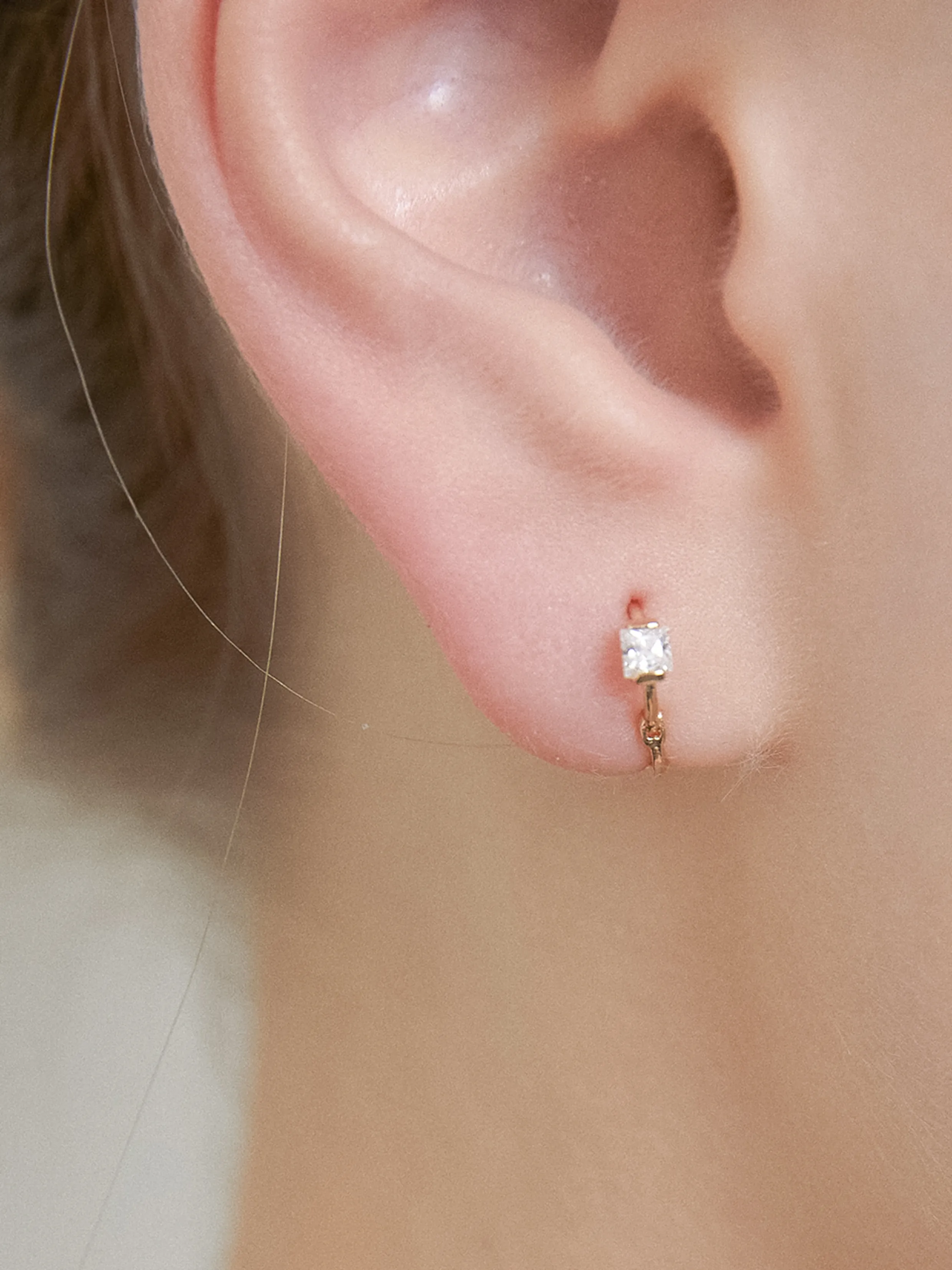 [14K gold] Cubic Square earring