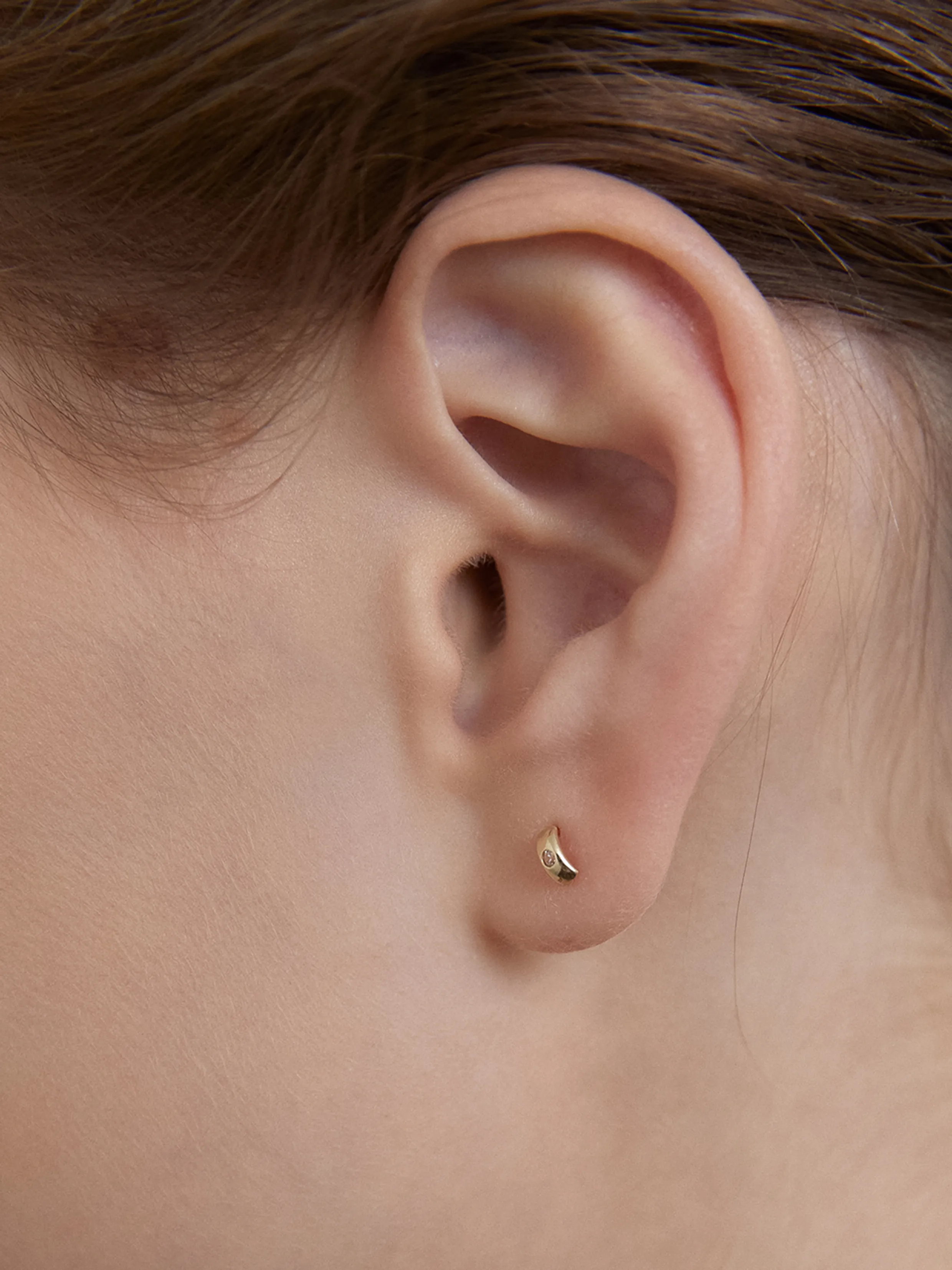 [14K gold] Simple cubic earring