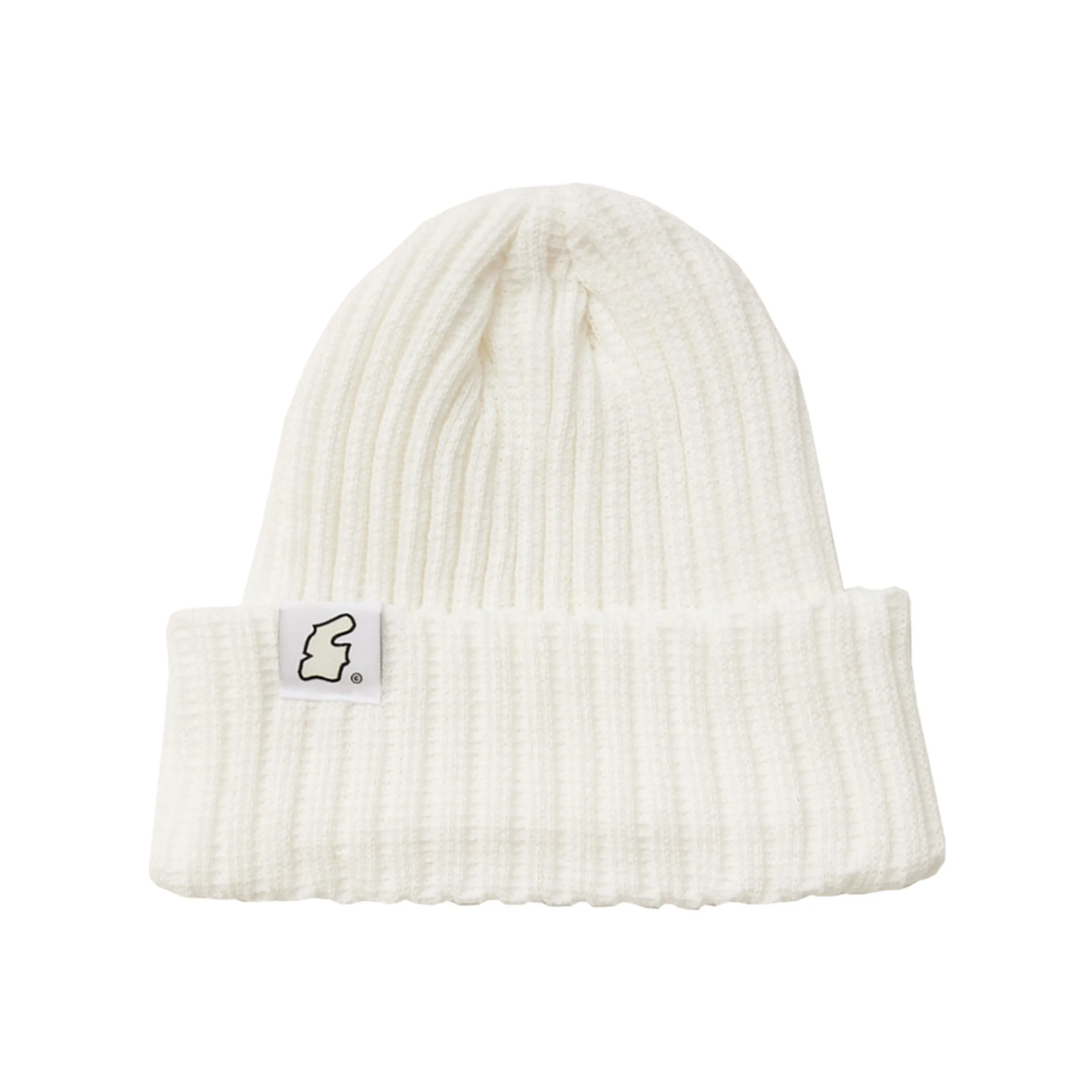 FLOWER EYELET ANGORA BEANIE - WHITE