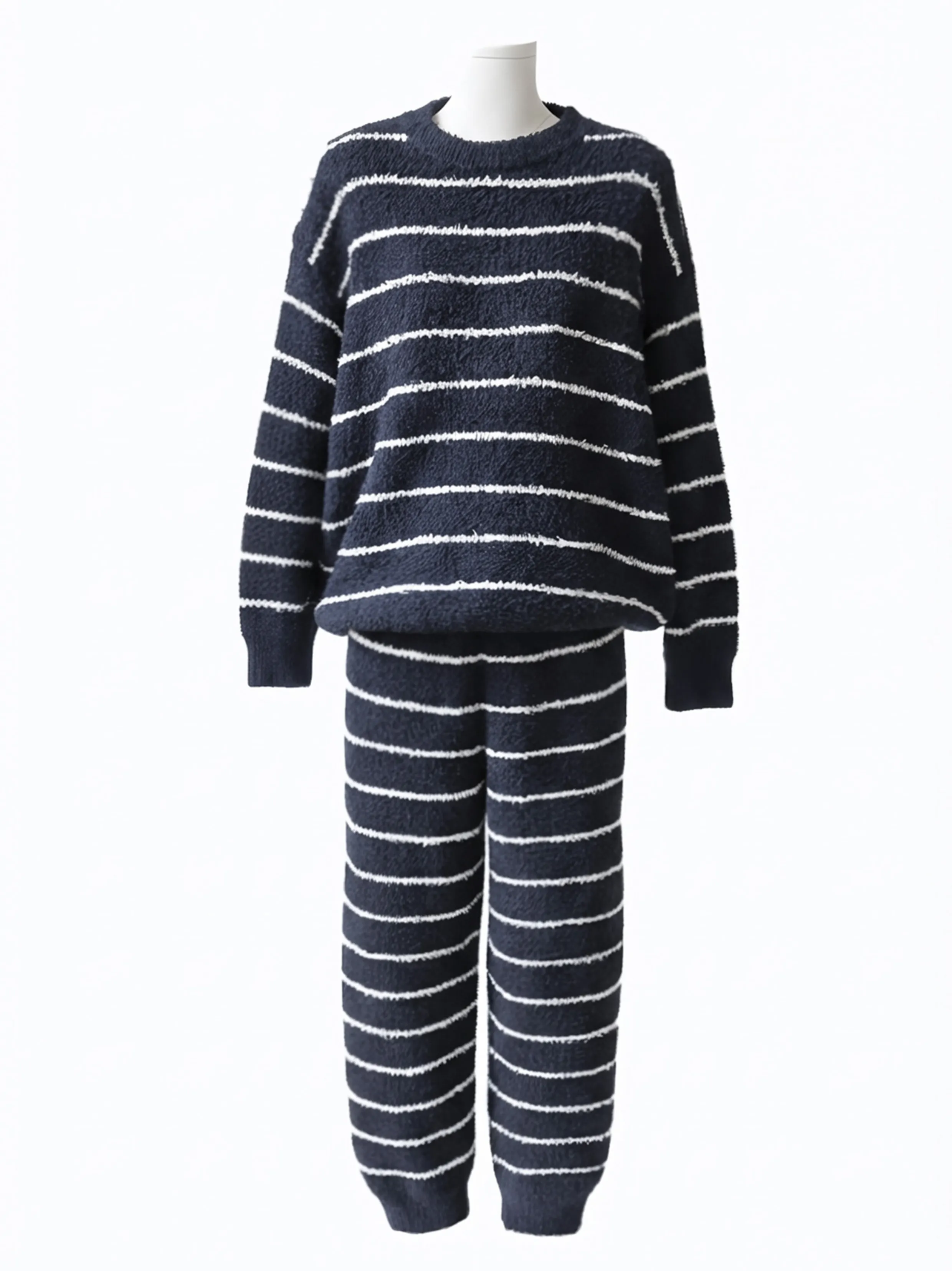 Fleece Stripe Set Sleepwear Navy
