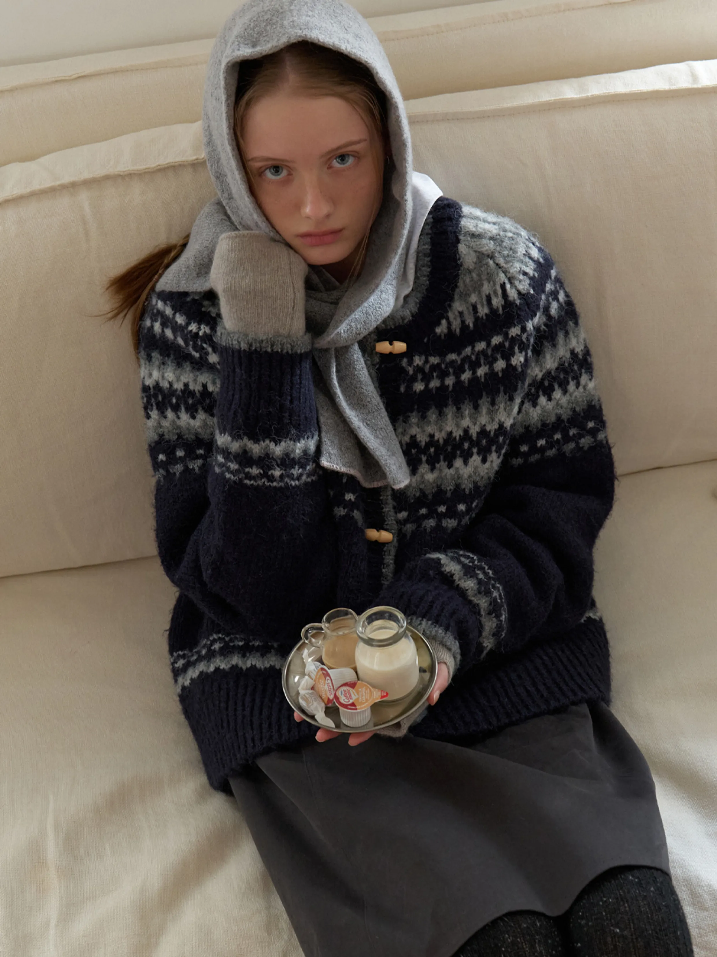 (w) Holiday Waffle Oatmeal Check In and Out Sweatshirt