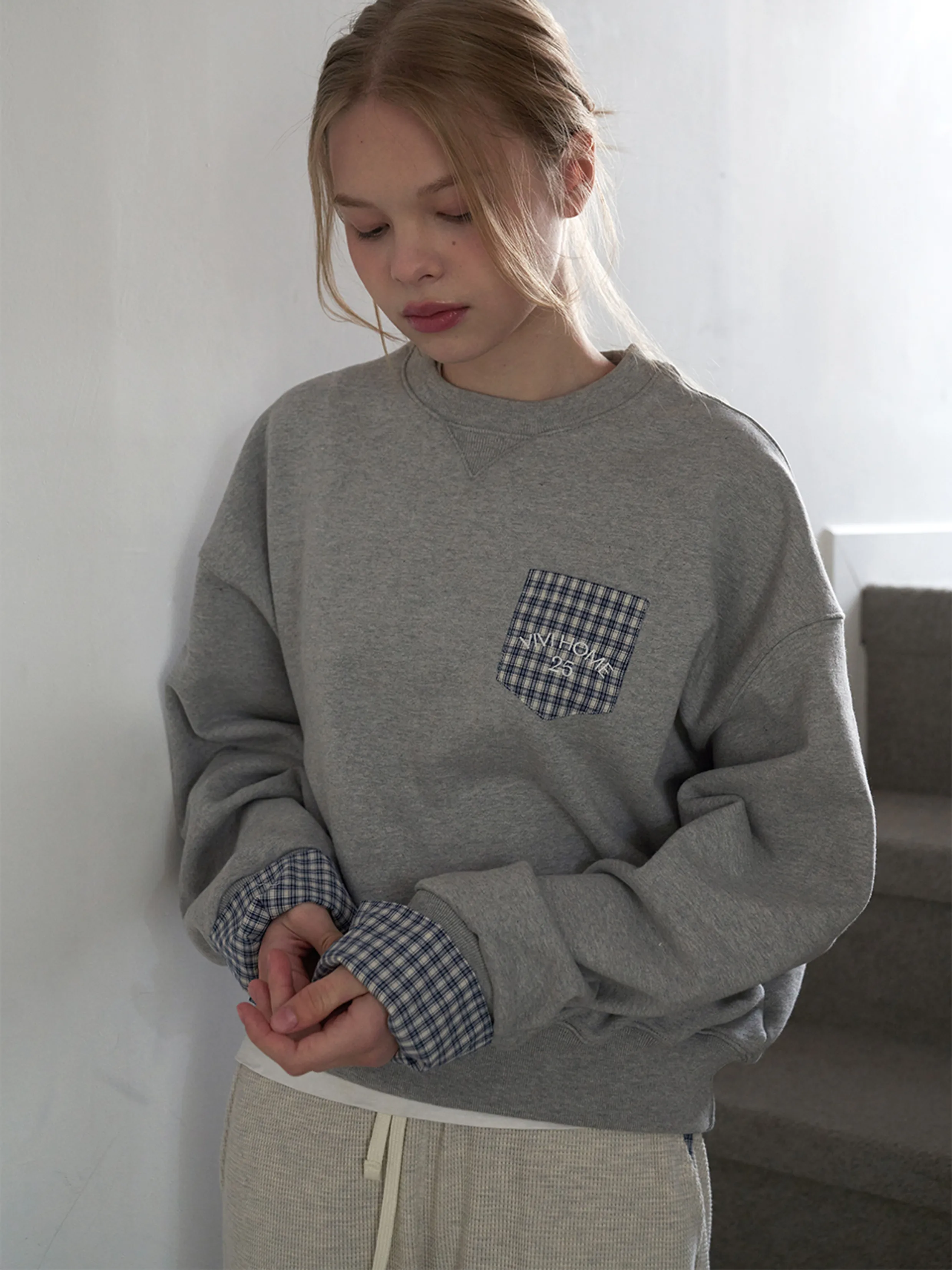 (w) Holiday Waffle Oatmeal Check In and Out Sweatshirt
