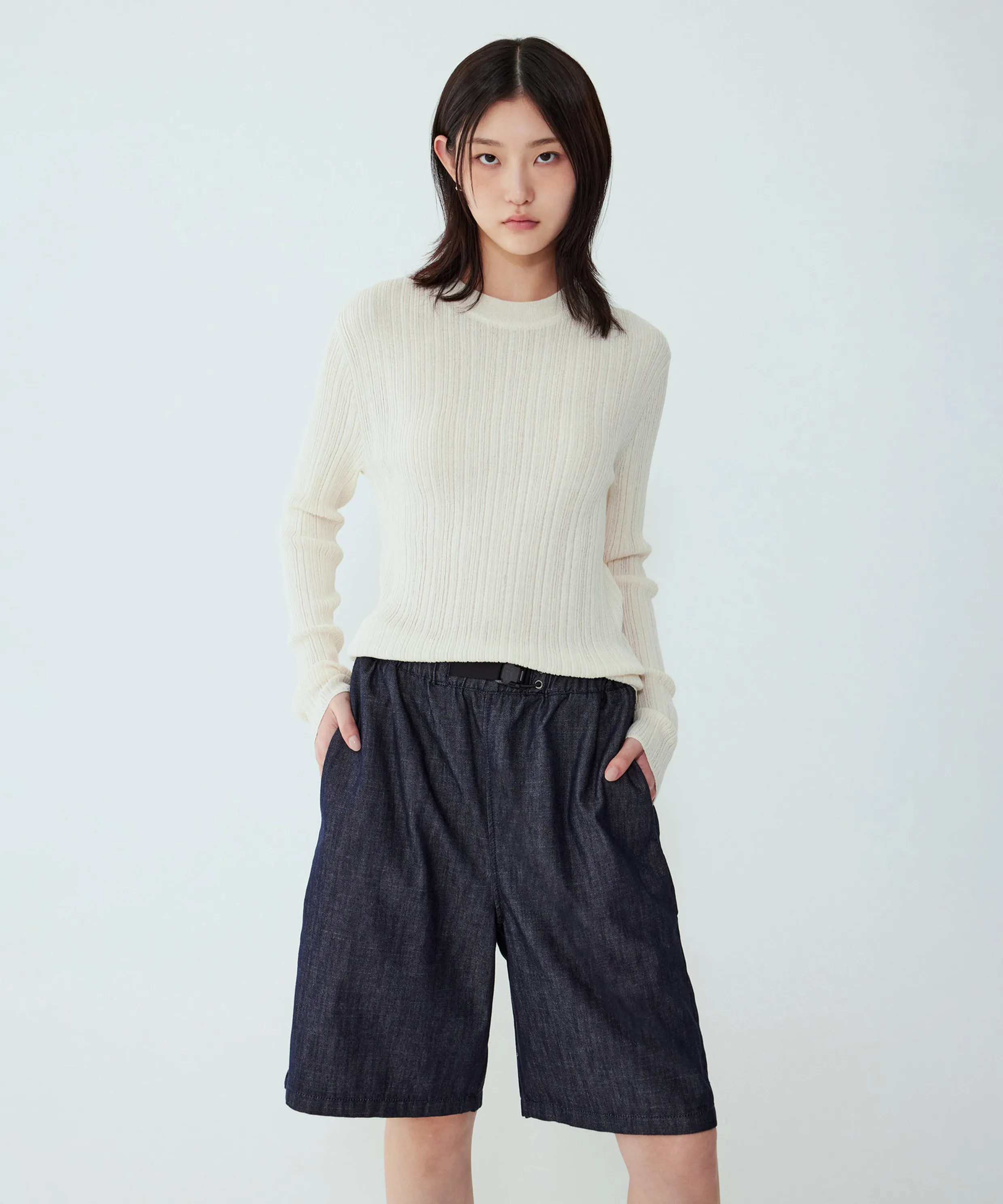 Ribbed Long Sleeve Knit_Ivory 9105452116