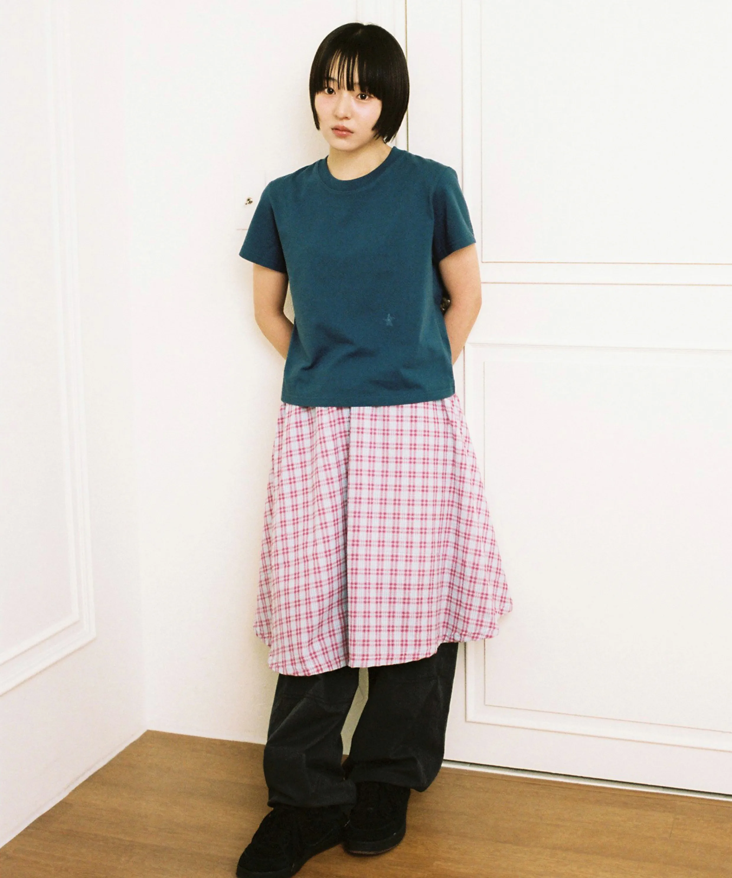 [Su-taek X Webhouse] Check Ruffle Skirt - Blue