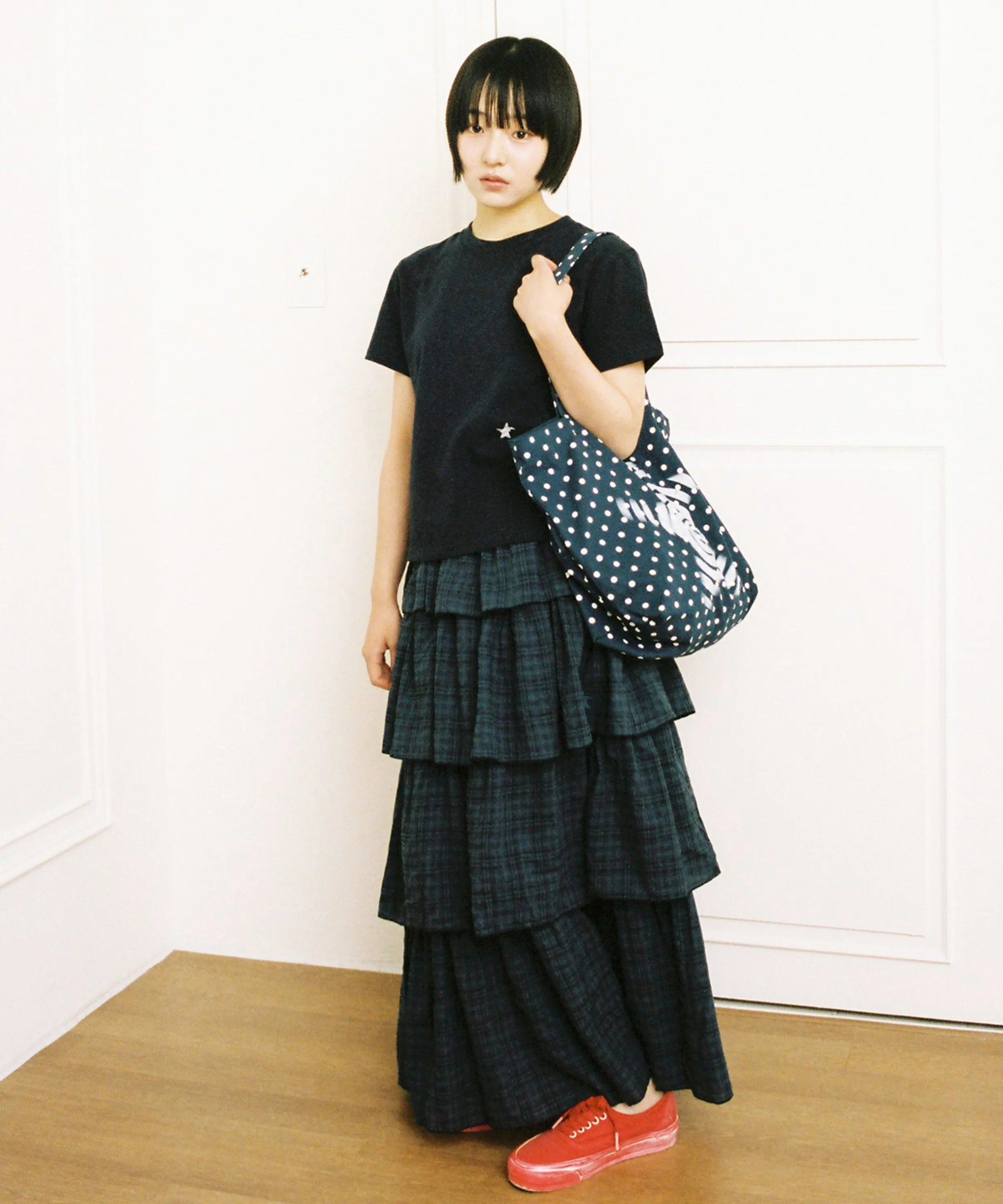 [Su-taek X Webhouse] Check Ruffle Skirt - Blue