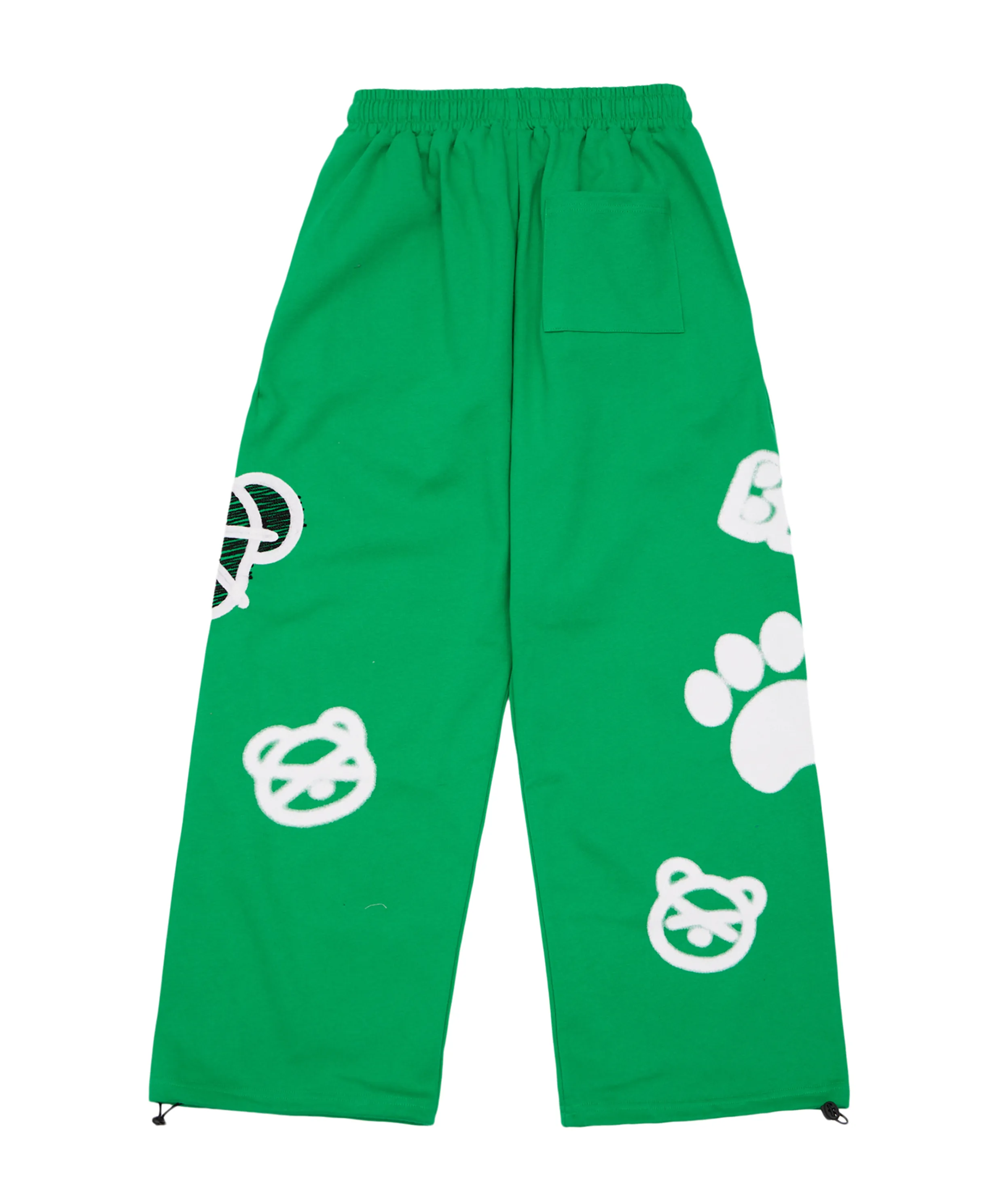 Bear Embroidery Wide String Pants (Green)