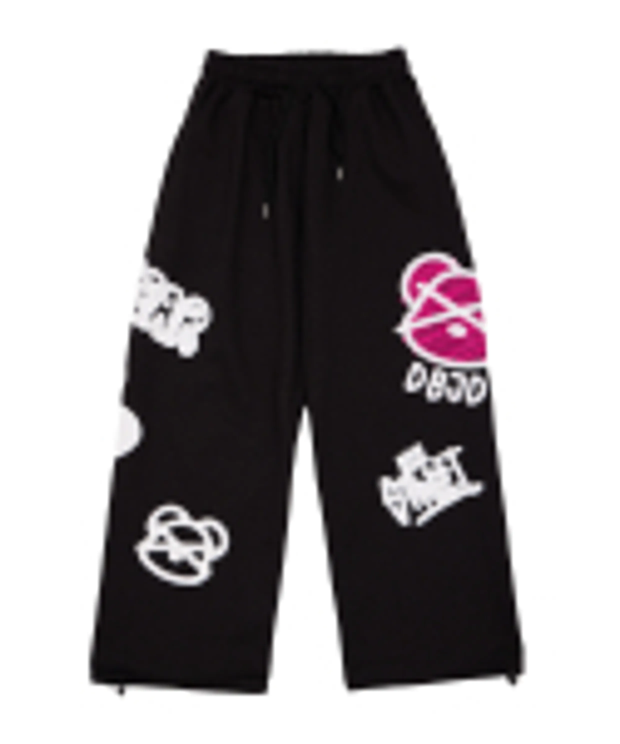 Bear Embroidery Wide String Pants (Green)