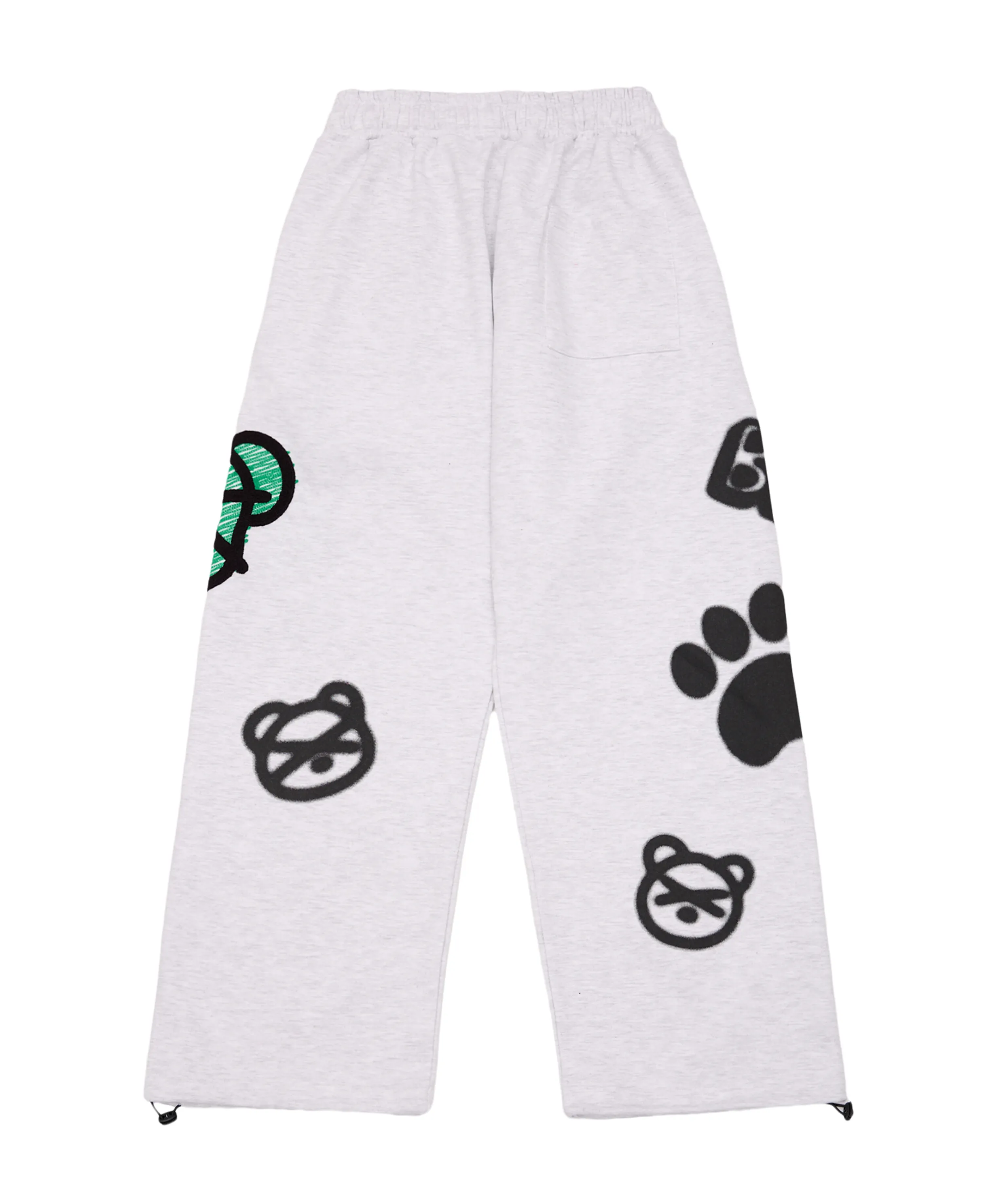 Bear Embroidery Wide String Pants (Light Gray)