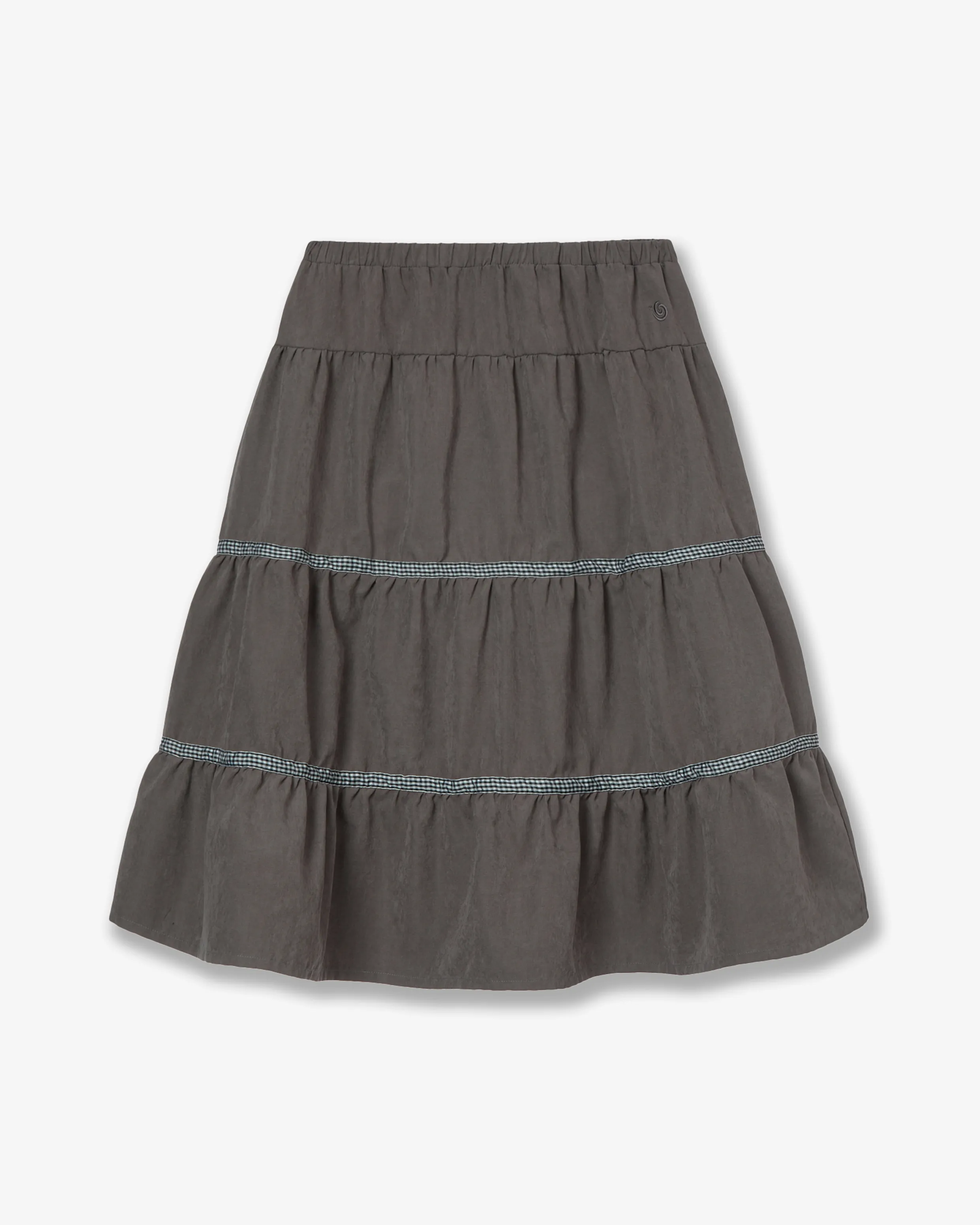 CHECK MIDI TIERED SKIRT [BROWN]