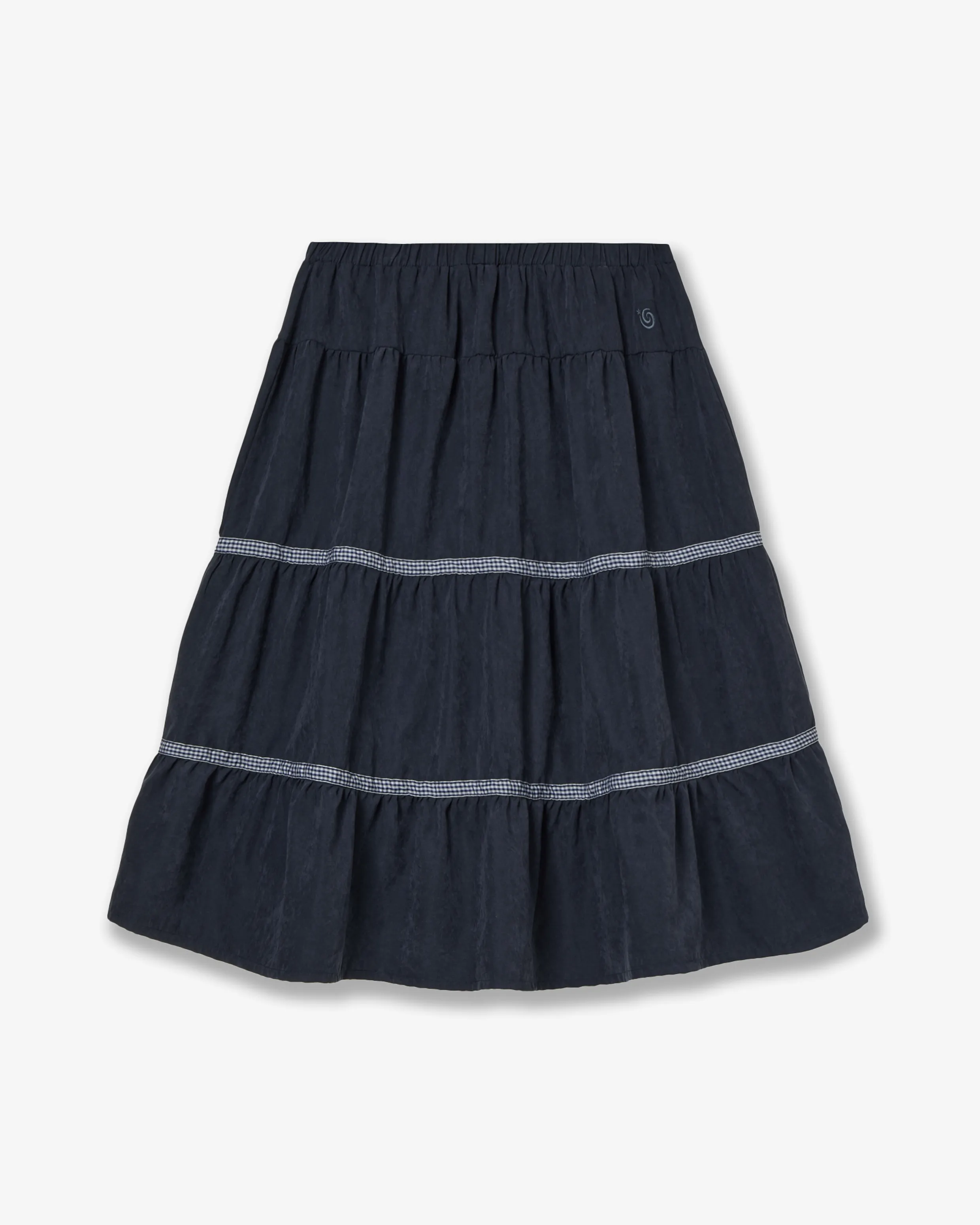 CHECK MIDI TIERED SKIRT [BROWN]