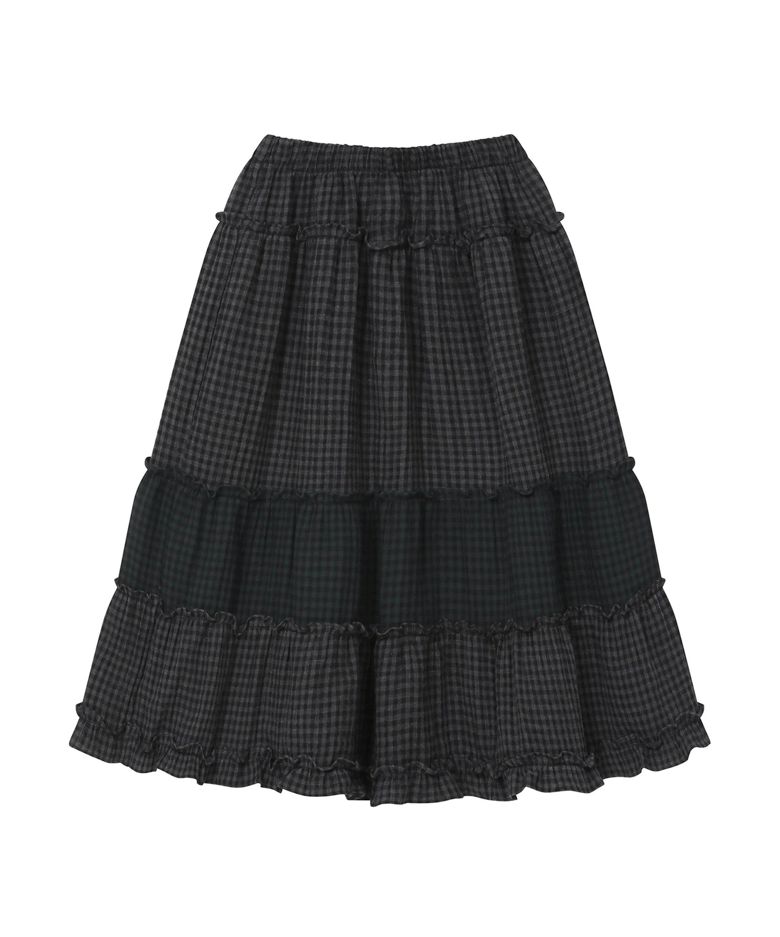 CHECK MIDI TIERED SKIRT [BROWN]