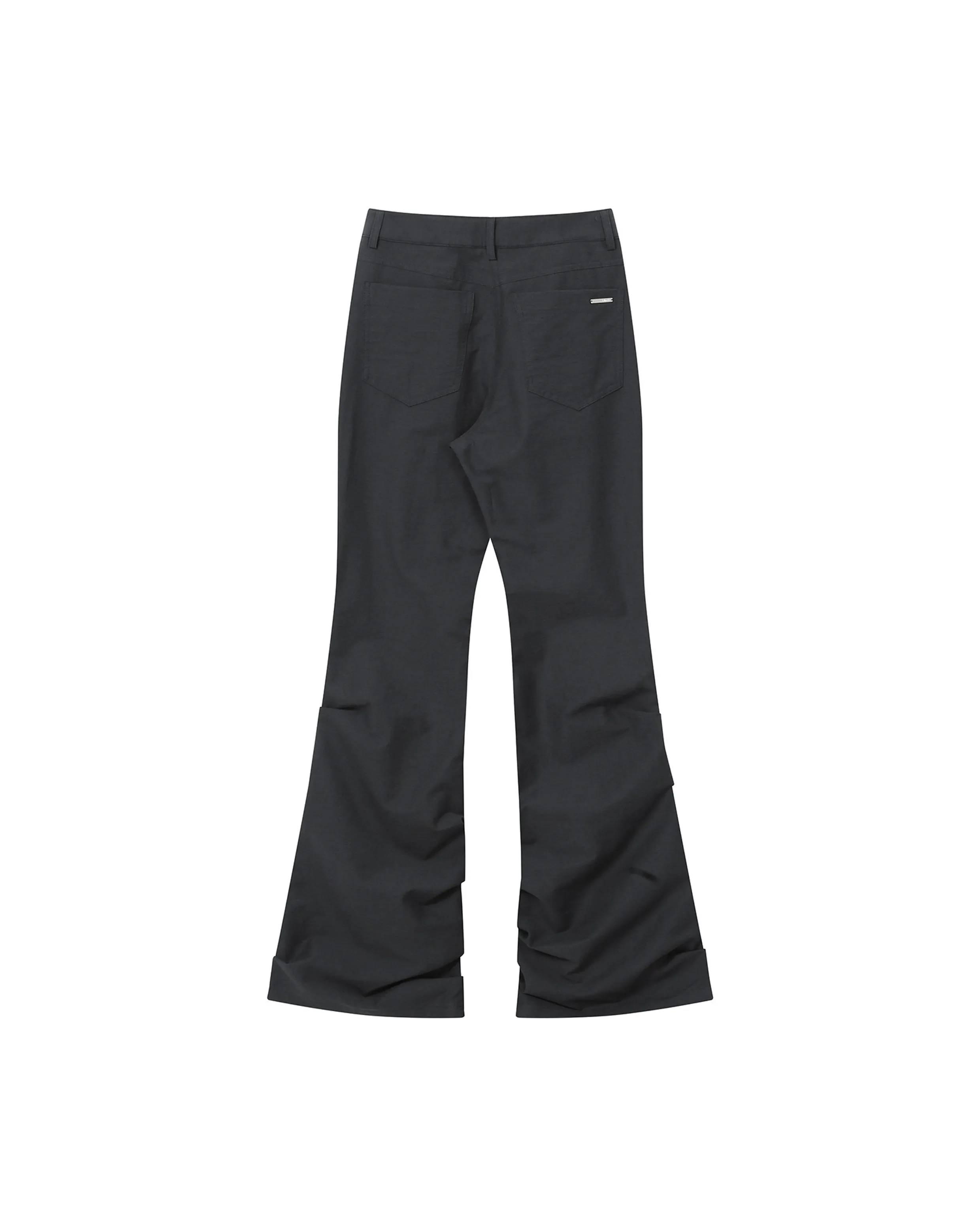 Cotton shirring bootscut pants CHARCOAL