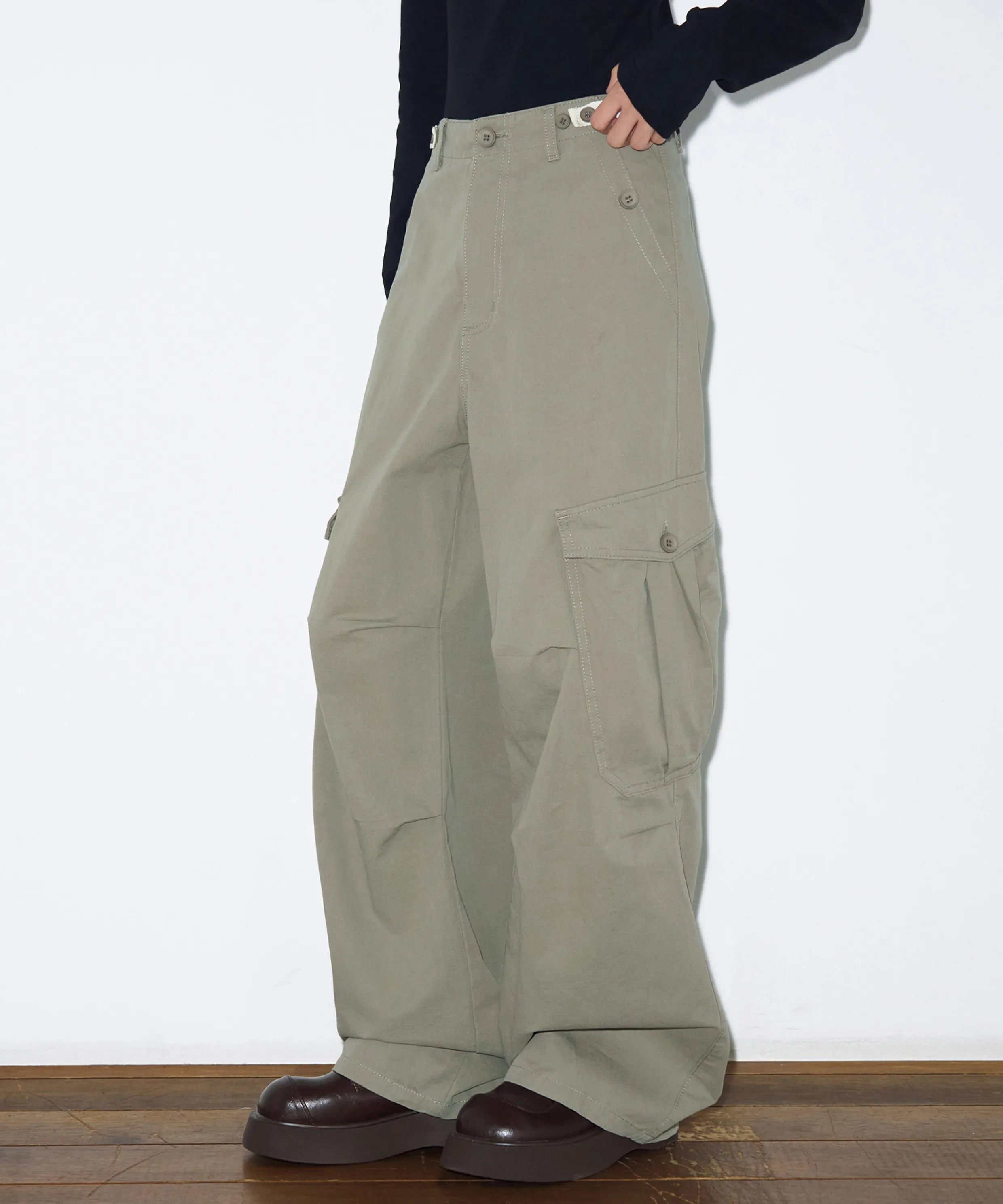 [XS added] Utility wide pants_3 colors