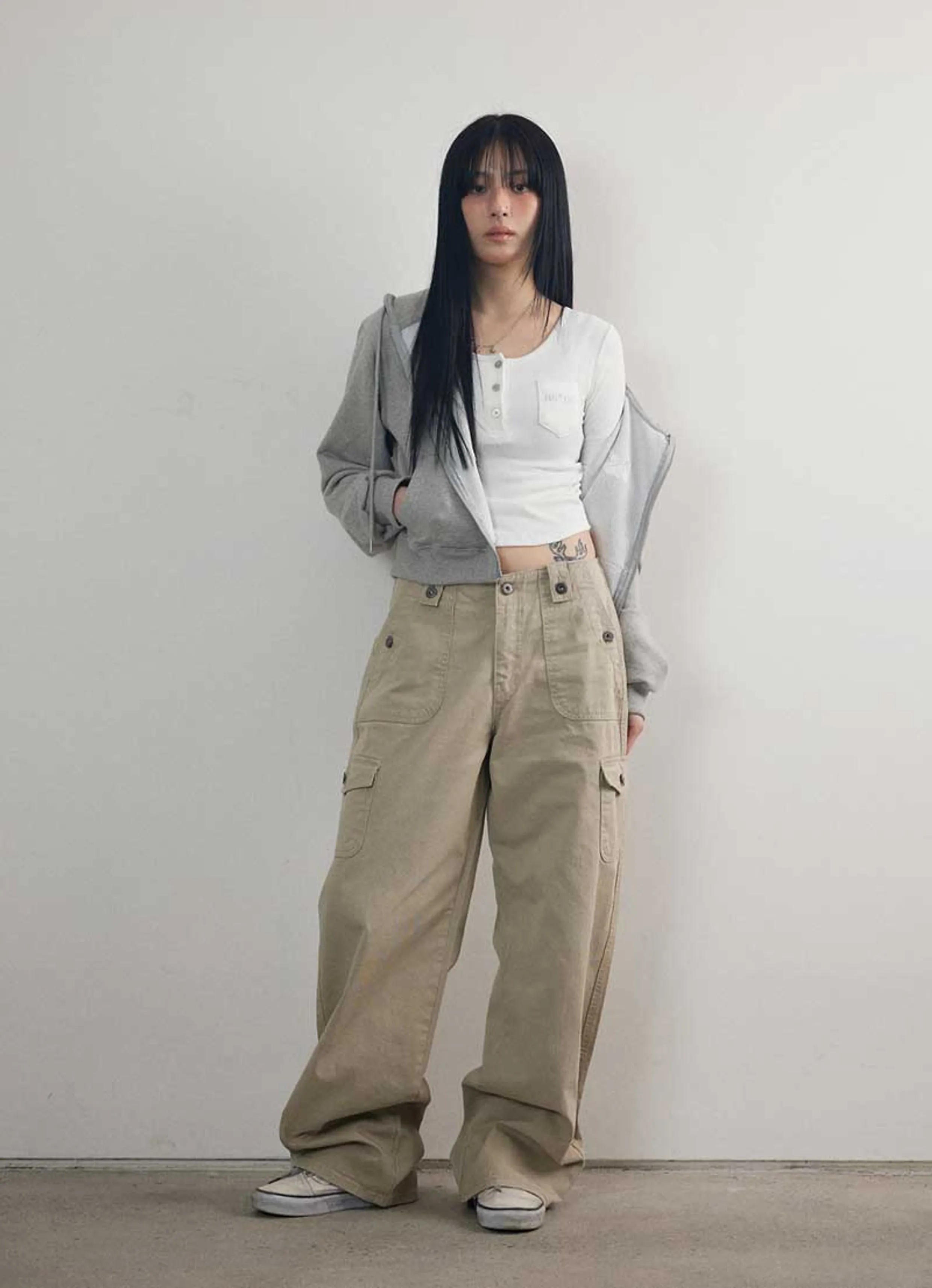[XS added] Utility wide pants_3 colors