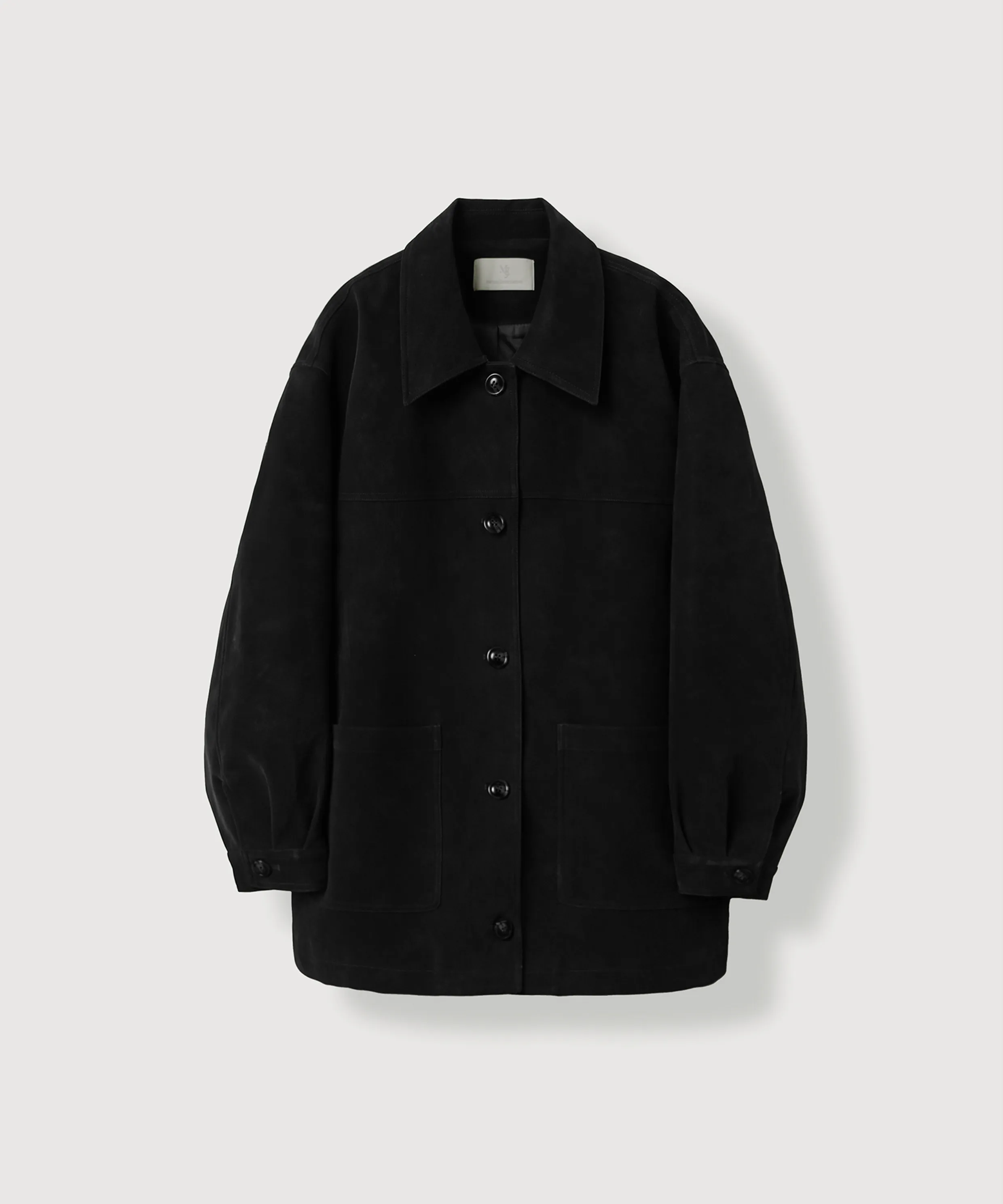 (Woman) Overfit Faux Suede Car Coat_Black