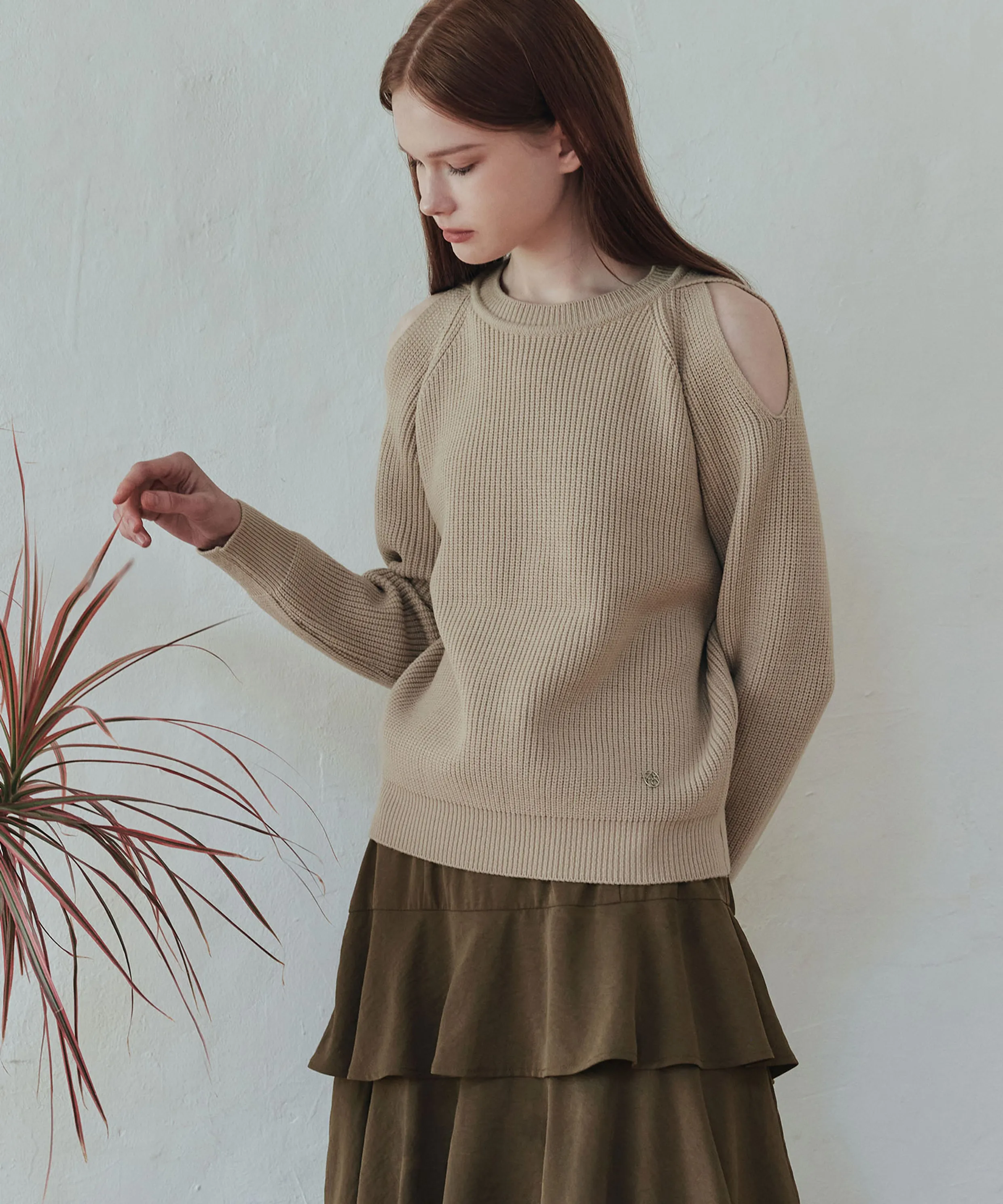 [5 Colors] Solid Unbalanced Off-Shoulder Sweater