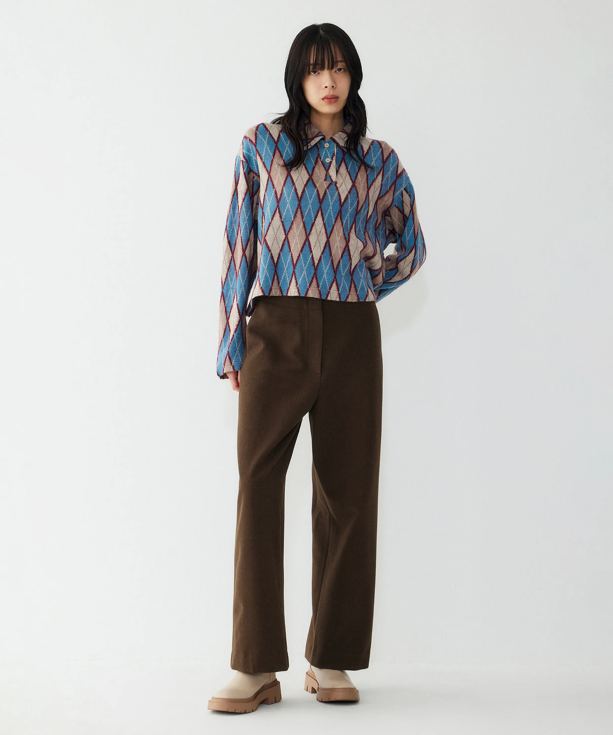 Wide Fit Simple No-Tuck Pants_Brown 9105431223