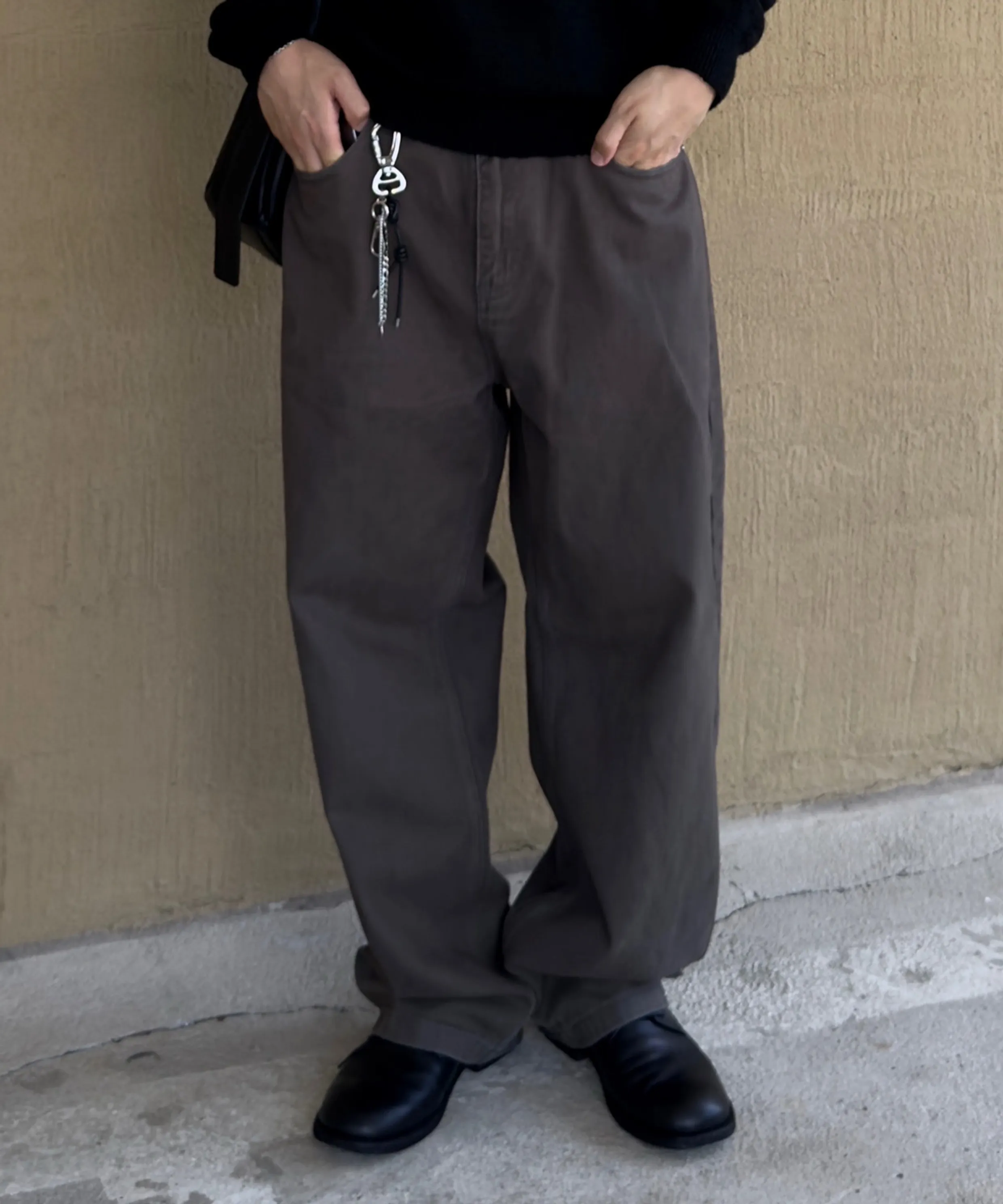 Curved Wide Raw Denim Pants [Indigo]