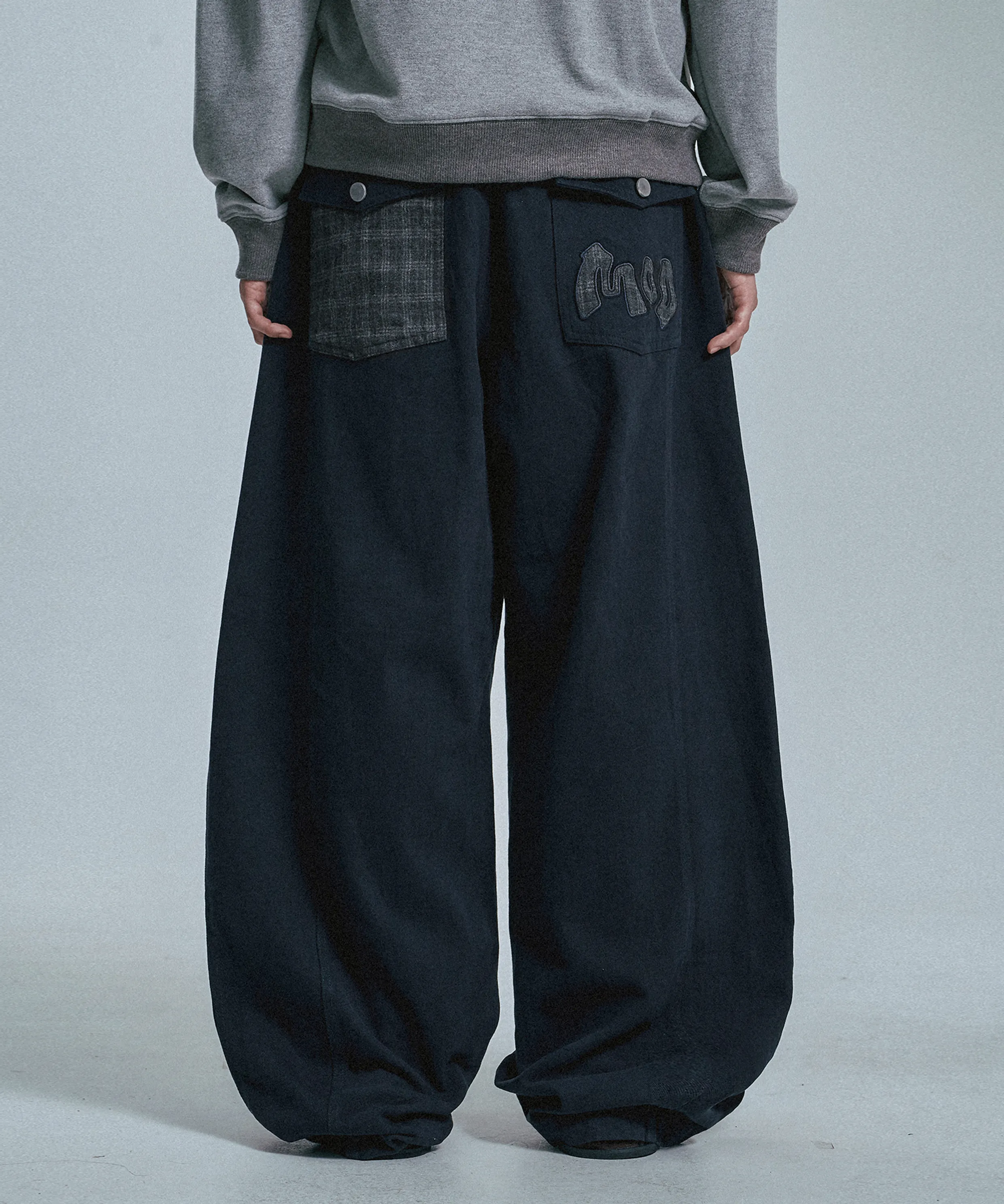 White Logo Striped Denim Pants - Black