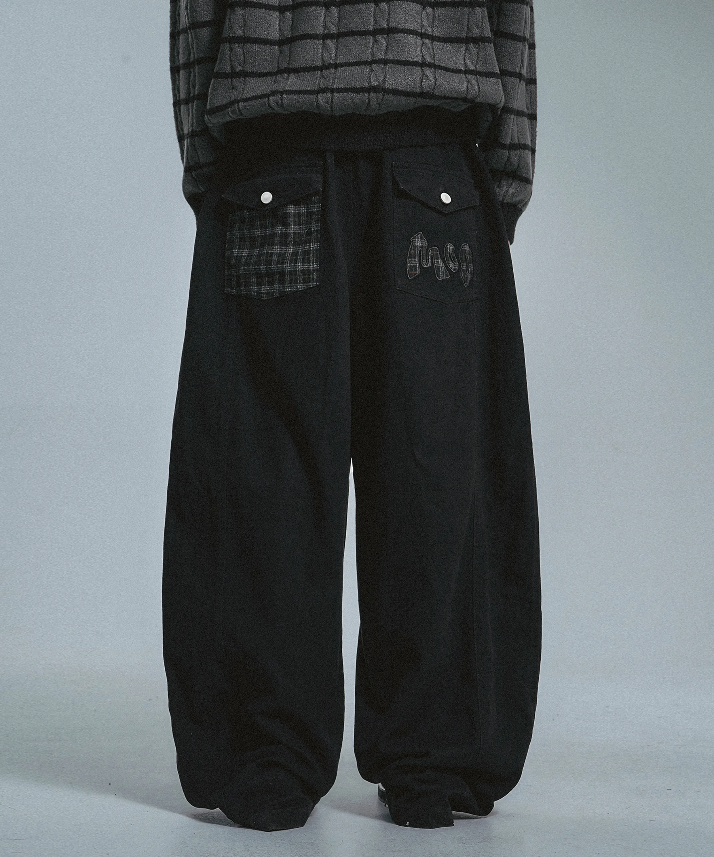 White Logo Striped Denim Pants - Black