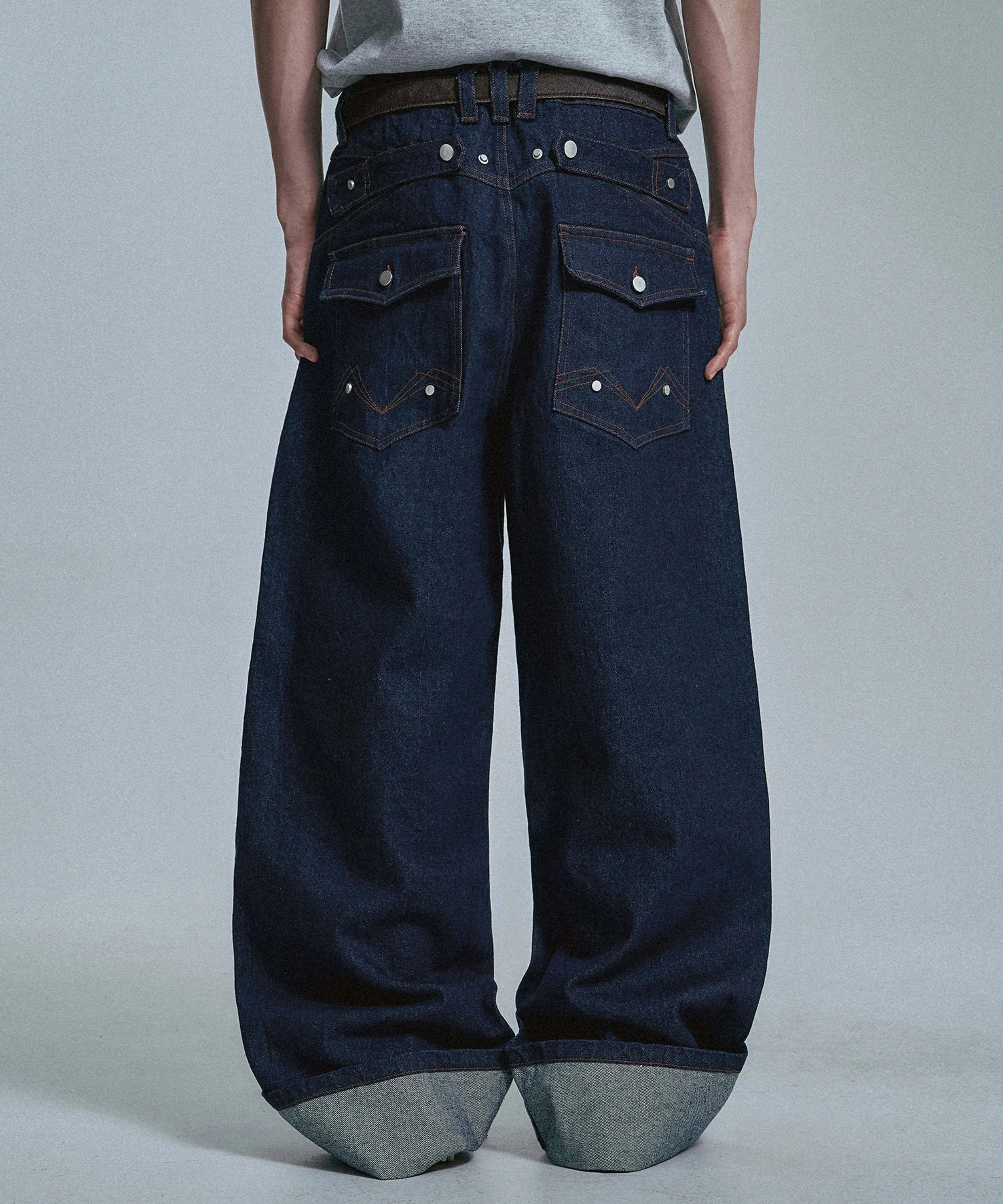 White Logo Striped Denim Pants - Black