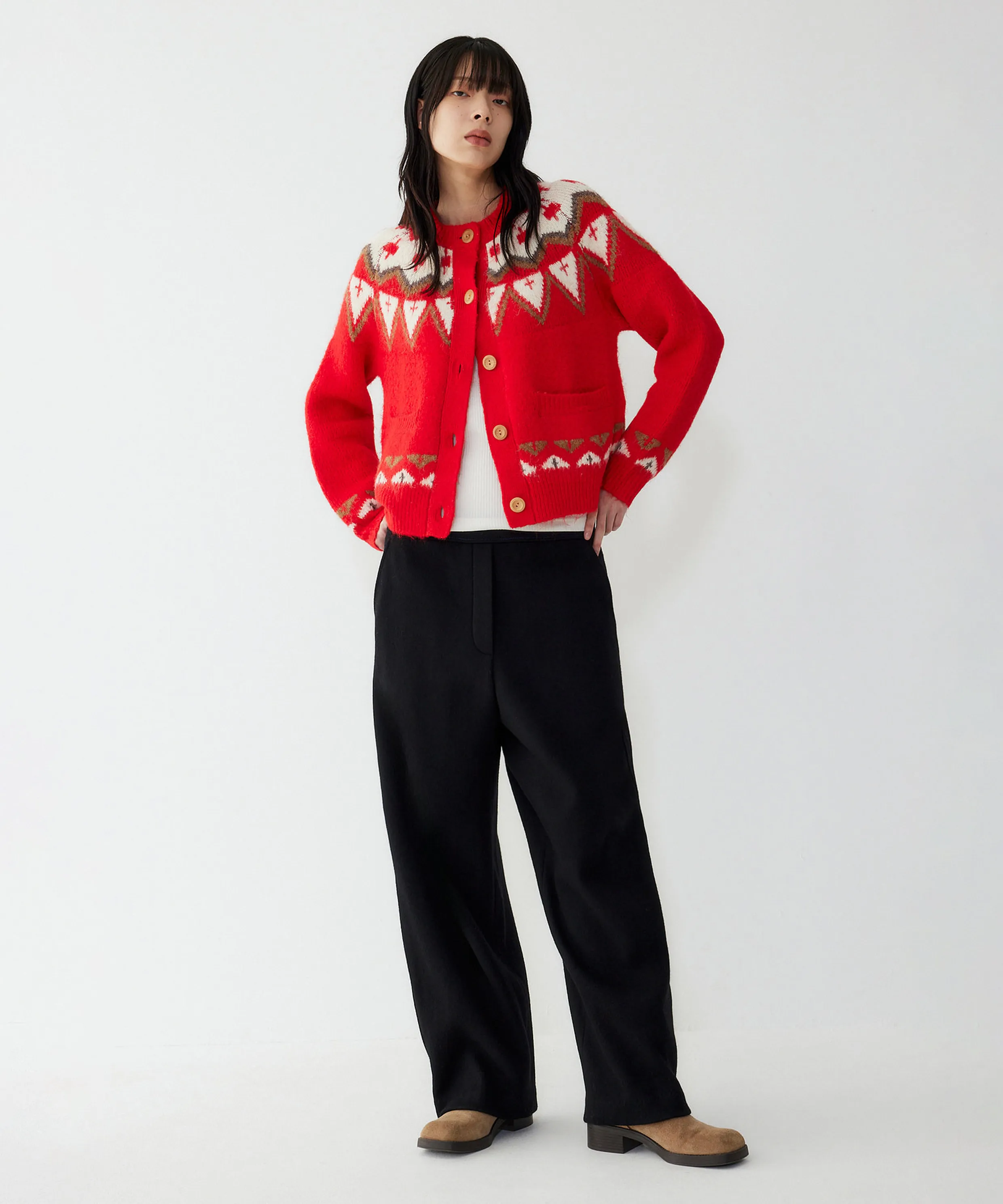 Color-blocked Stitch Wool Banding Pants_Black 9105431218