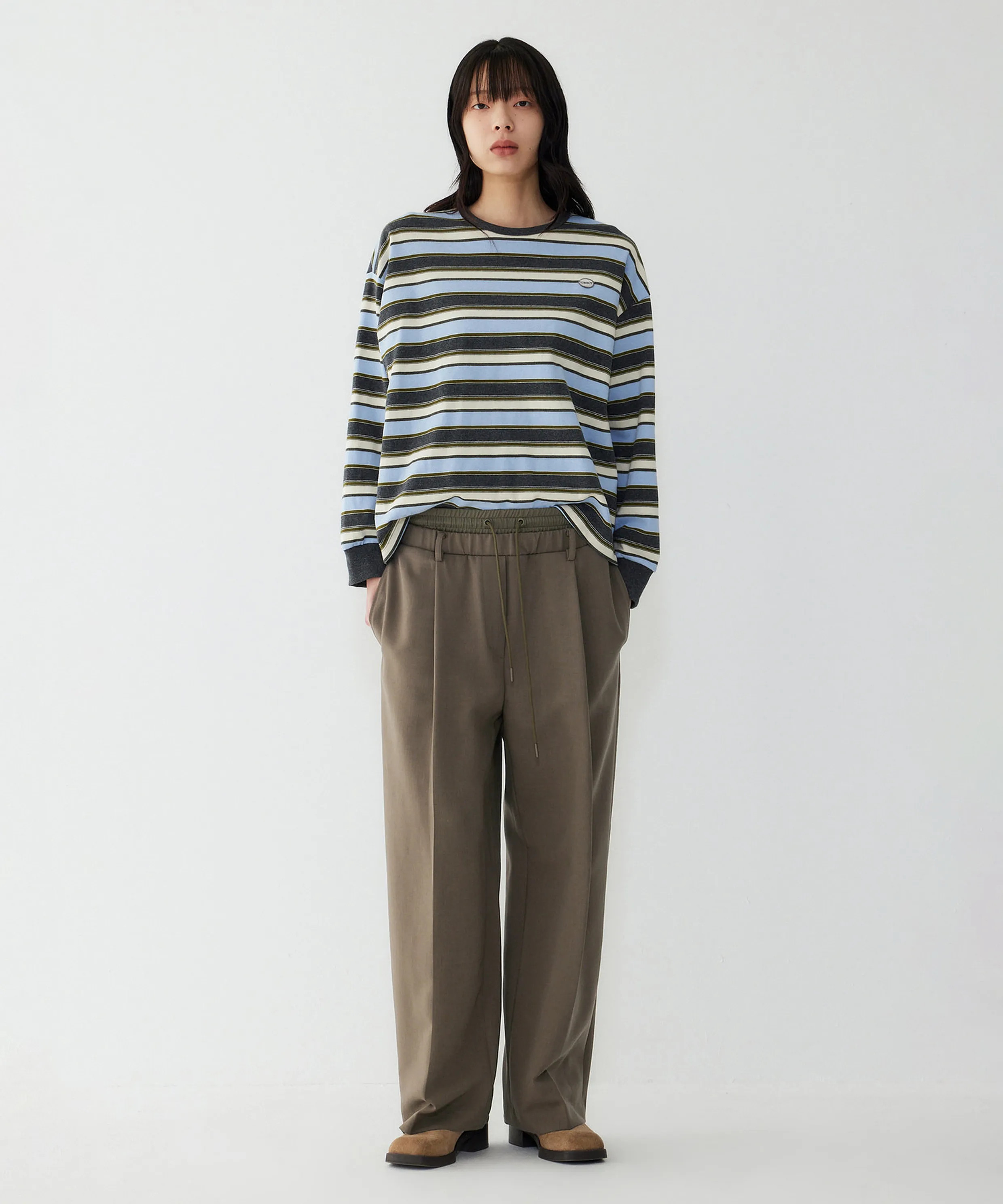 Dual-color waist pants_Khaki Beige 9105431124
