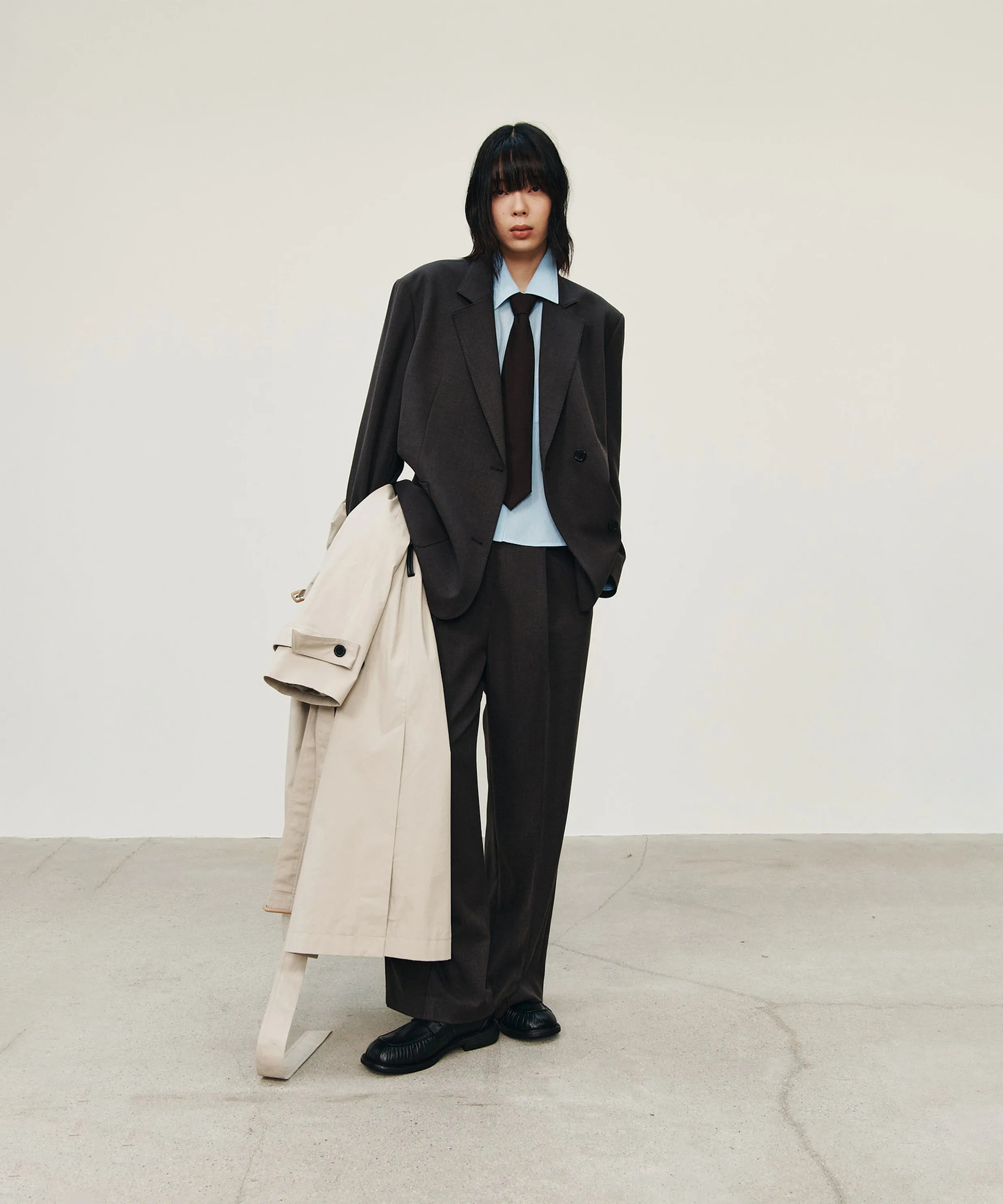 Single Pleat Basic Setup Pants_Dark Gray 9105331503