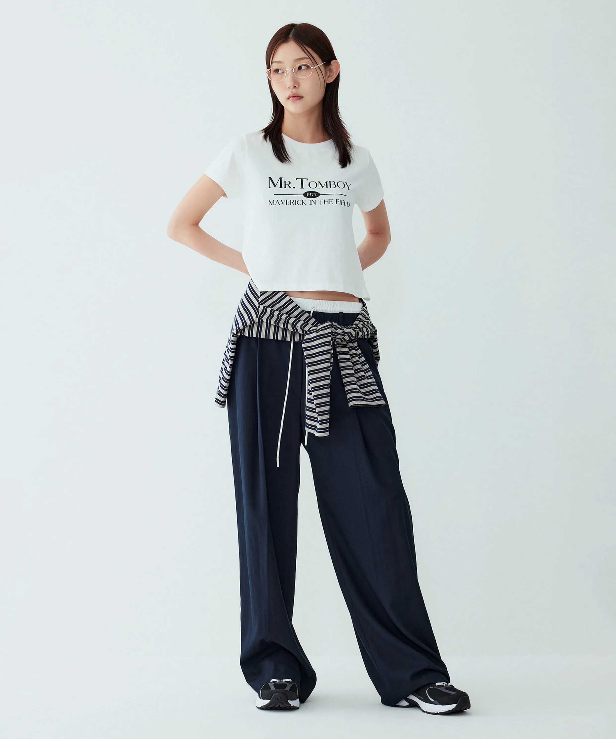 Waist Color Block Banding Pants_Navy 9105331191
