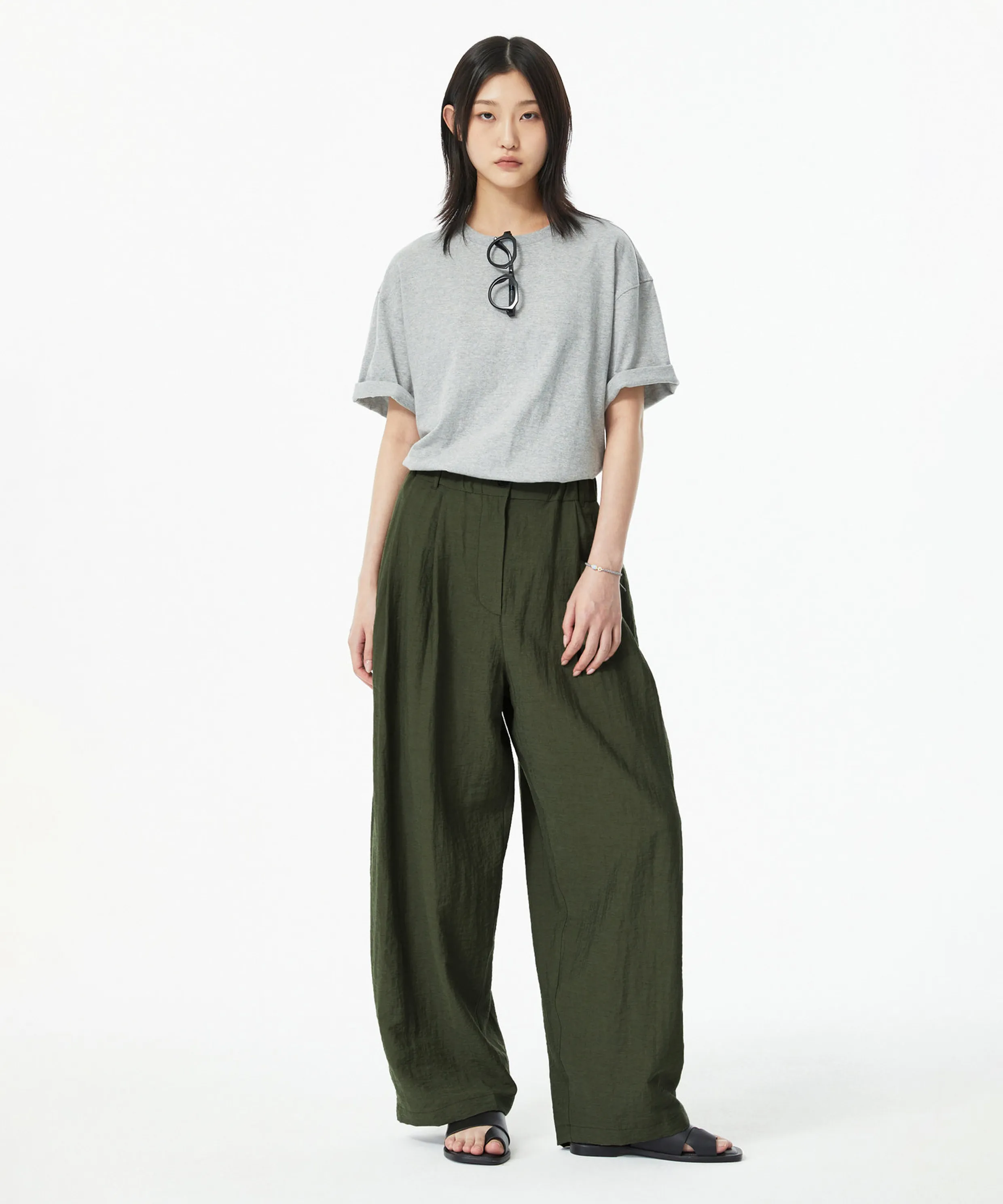 Linen Blend Banding Pants _Khaki 9105331196