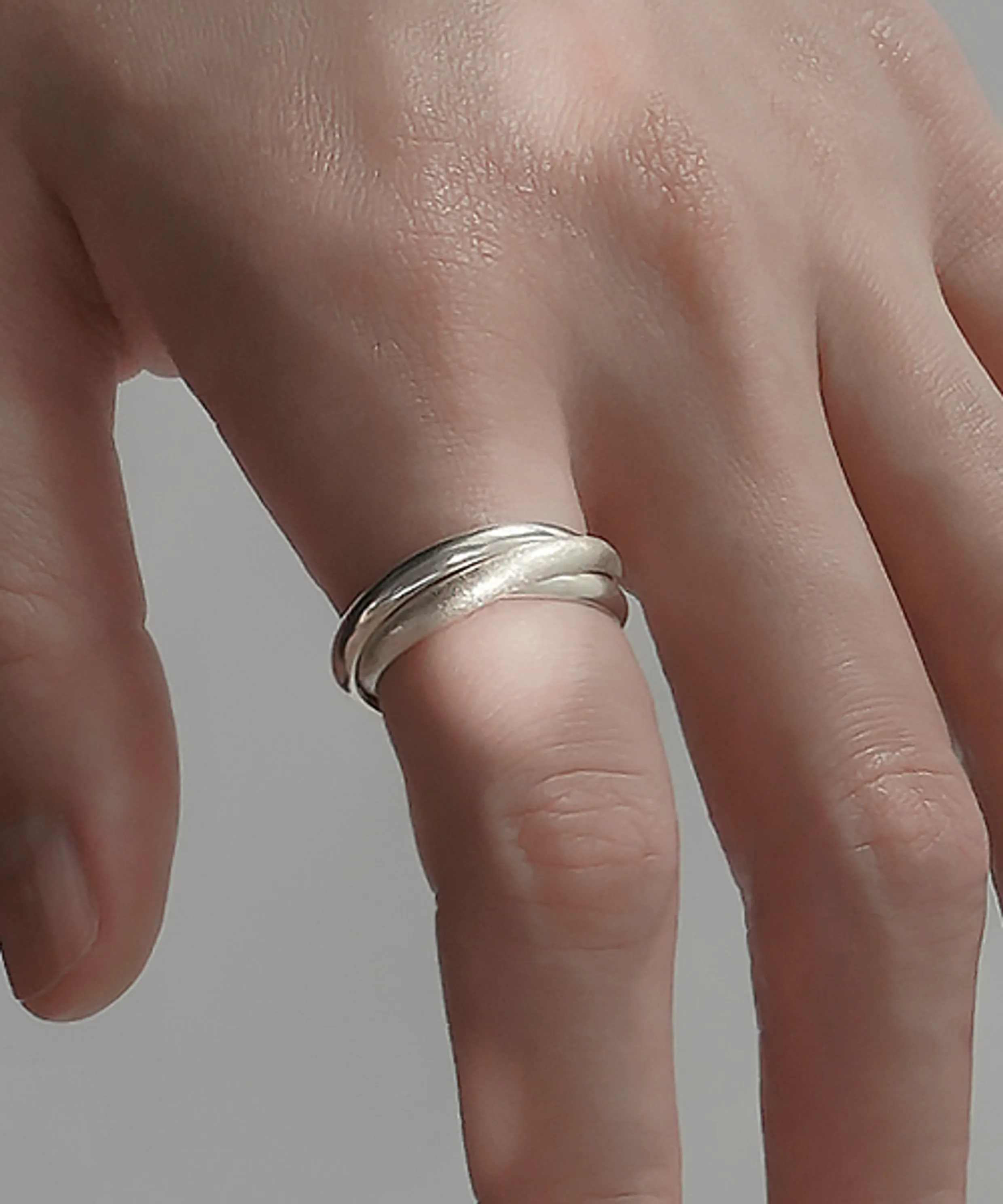 [SILVER] SAND TWIST TRI RING