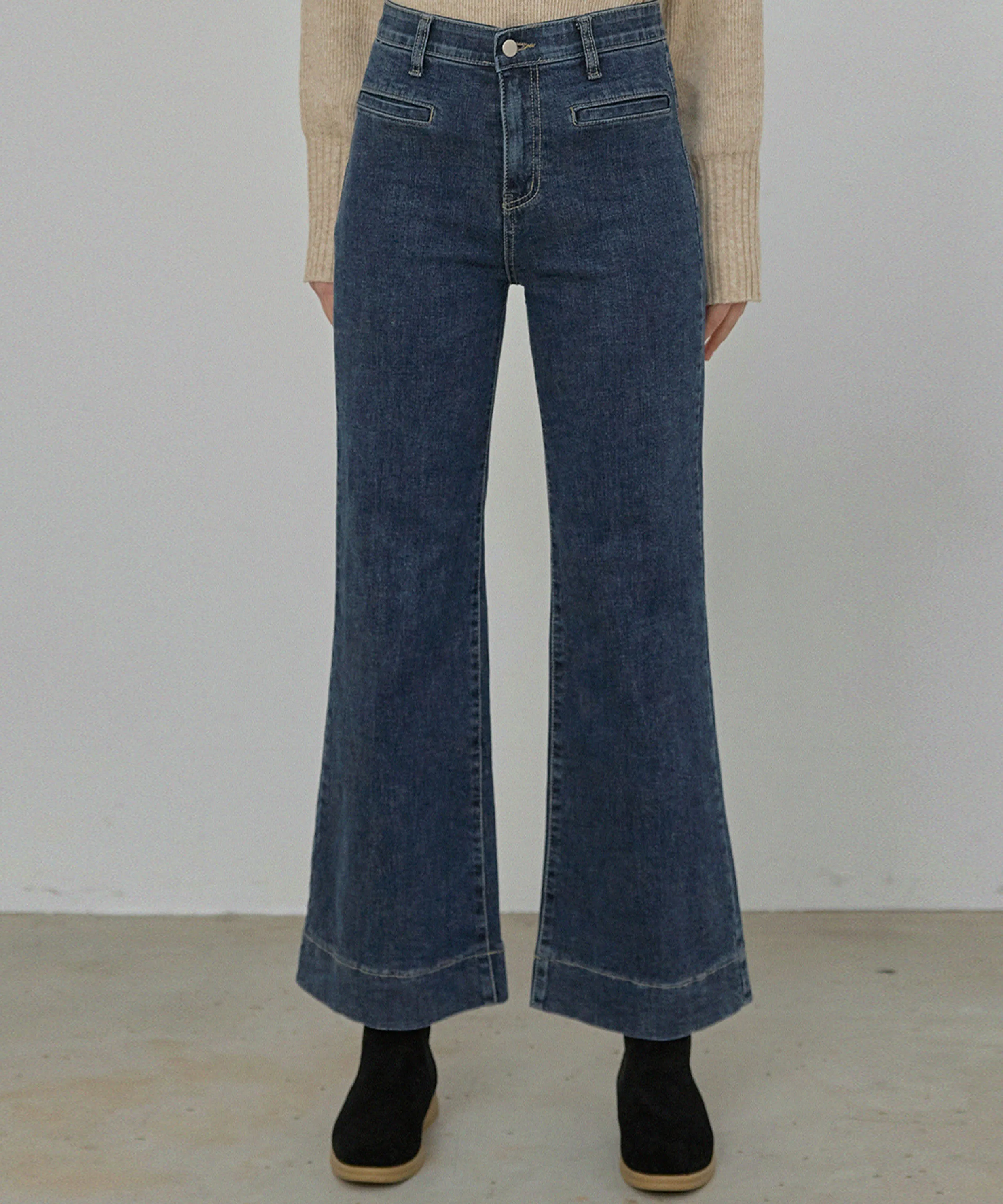 Hidden banding boots cut denim_2 Colors
