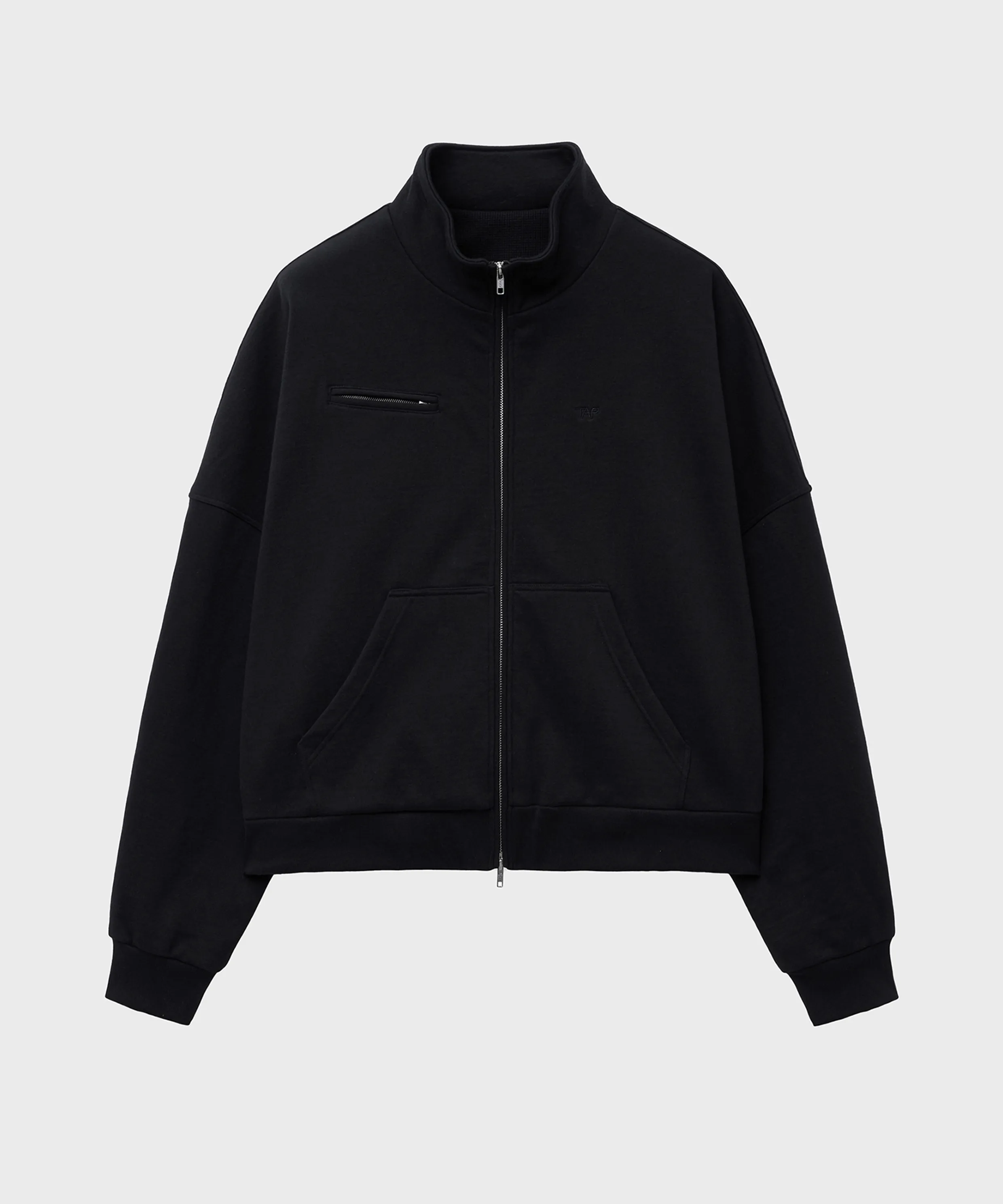 Color-blocked Heavy Oversized Police Jacket (Black)