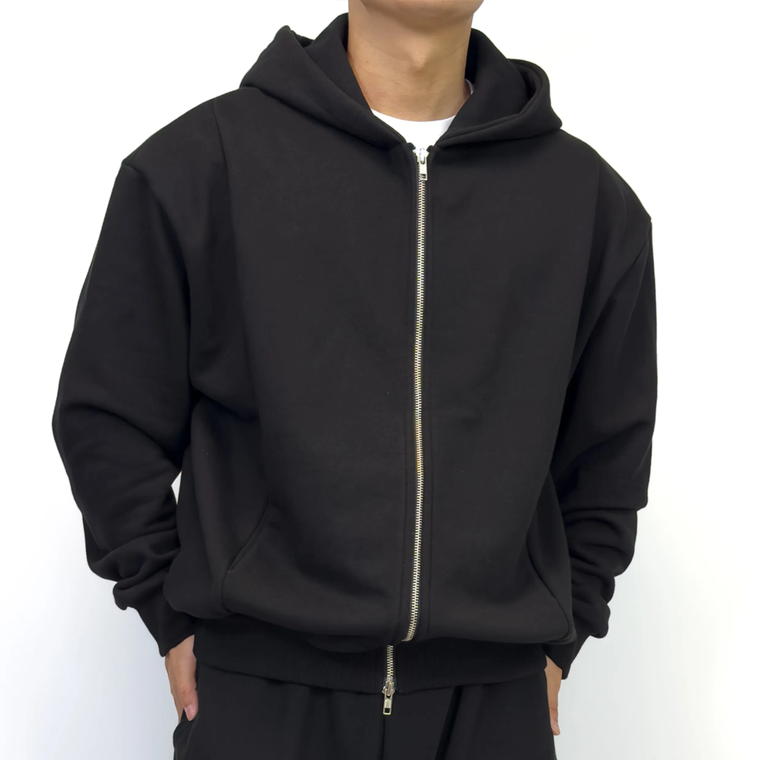 Color-blocked Heavy Oversized Police Jacket (Black)