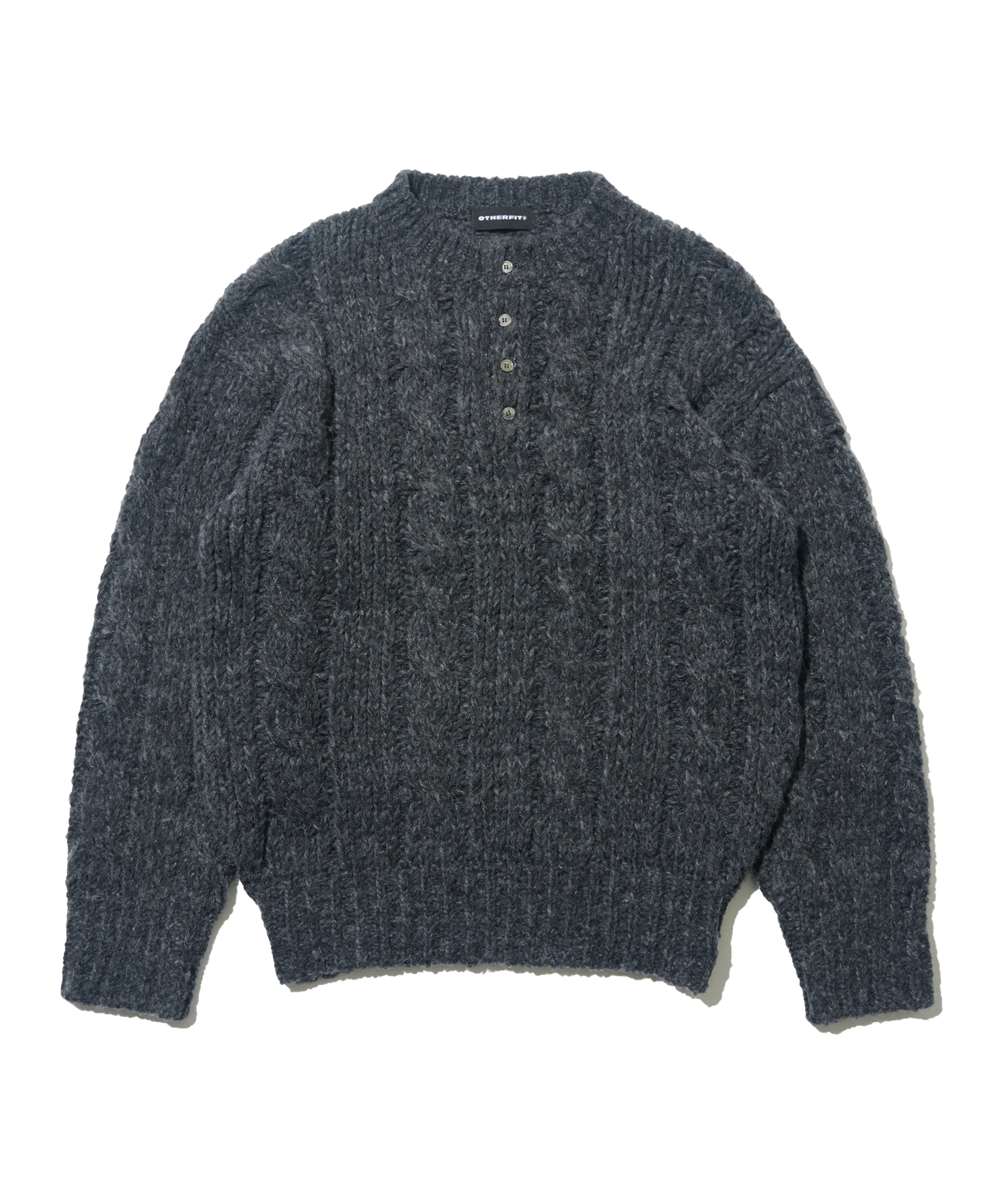 Color-blocked Heavy Oversized Police Jacket (Charcoal)
