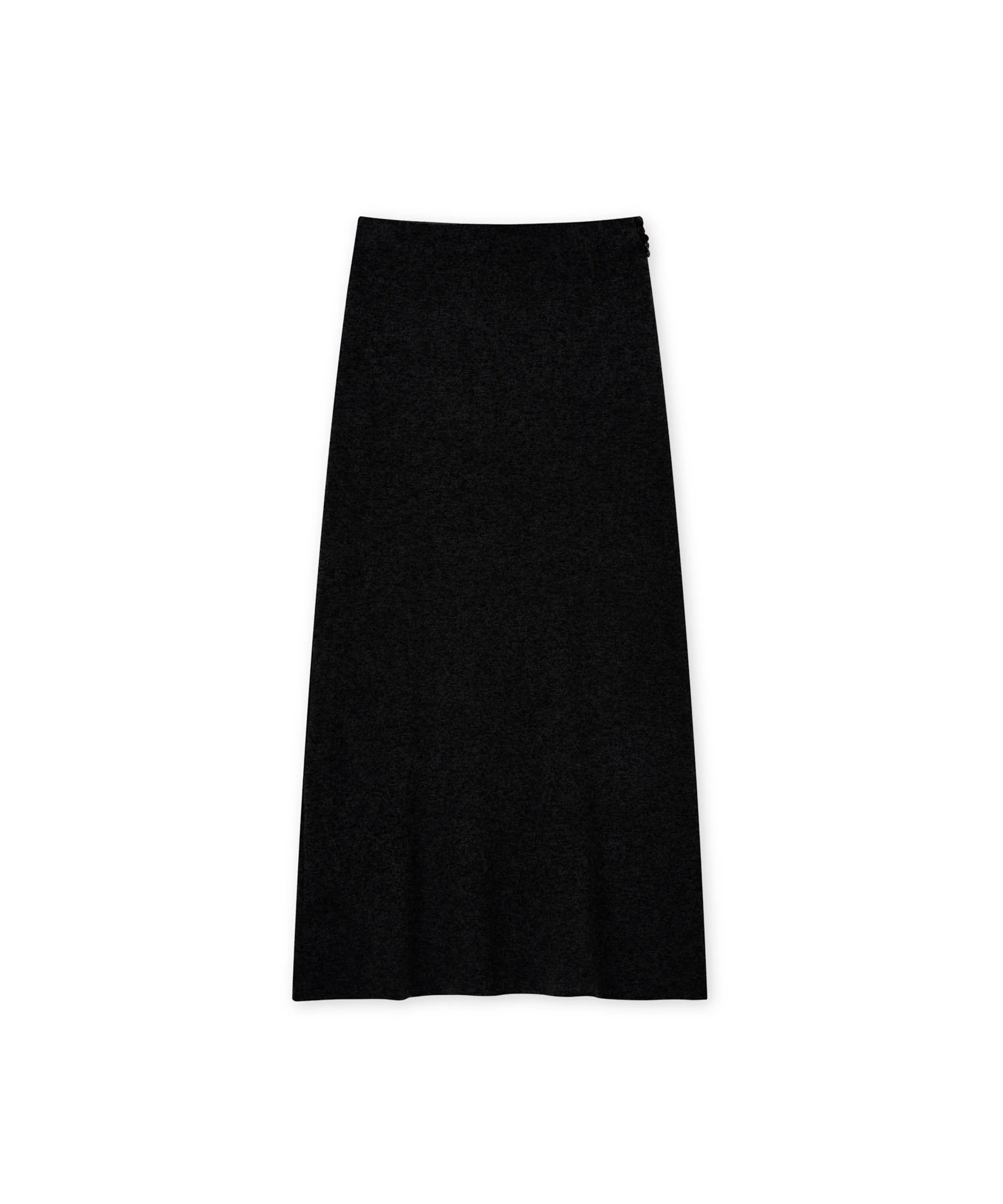 Plain Merino Wool Flare Skirt Black