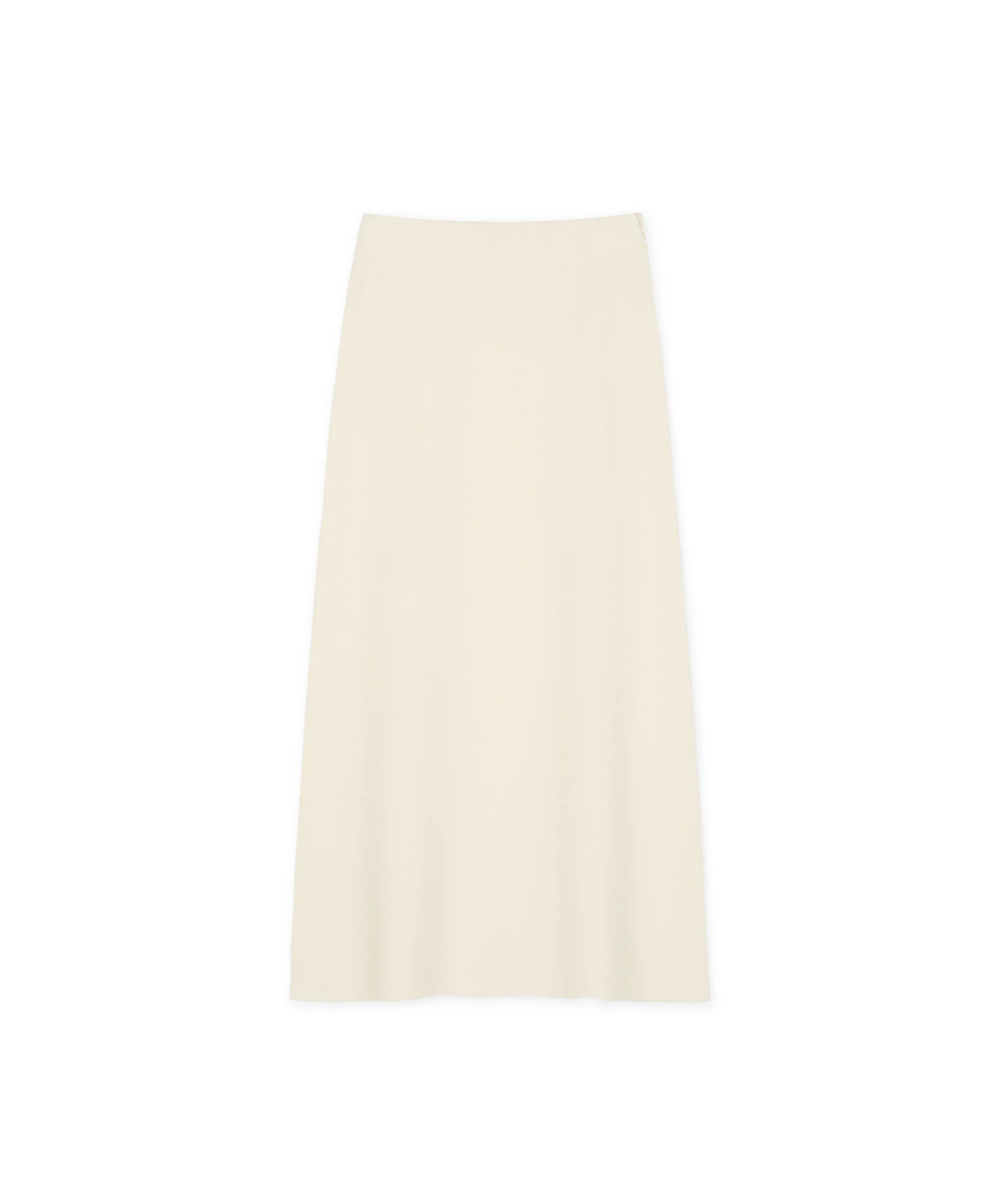 Plain Merino Wool Flare Skirt Ivory