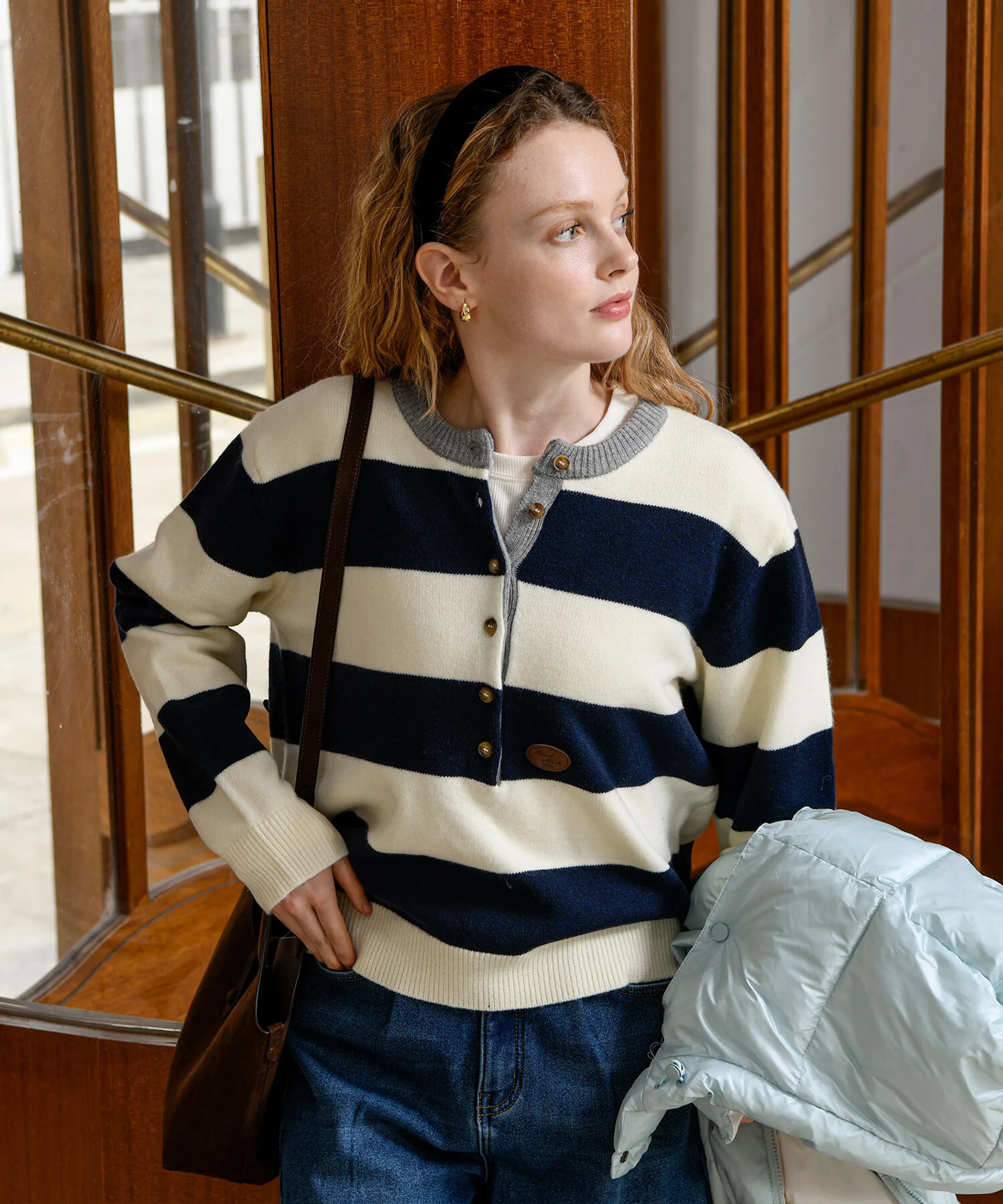 3-color henley neck R-neck knit (HHSW251001)